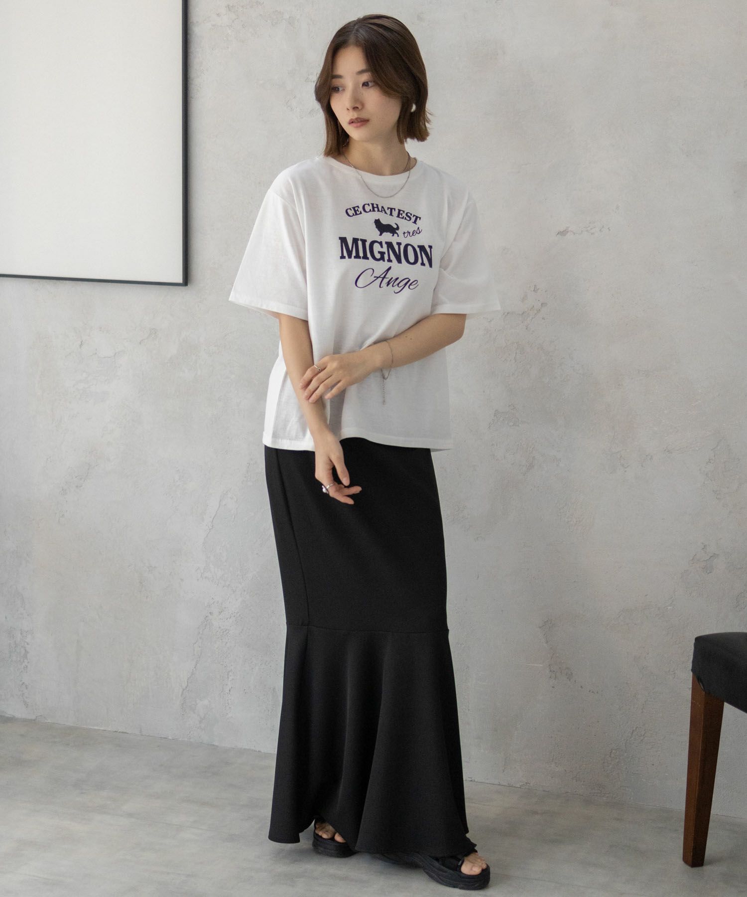 T-GRAPHICS ネコシルエットTシャツ レディース ネコポス 対応商品