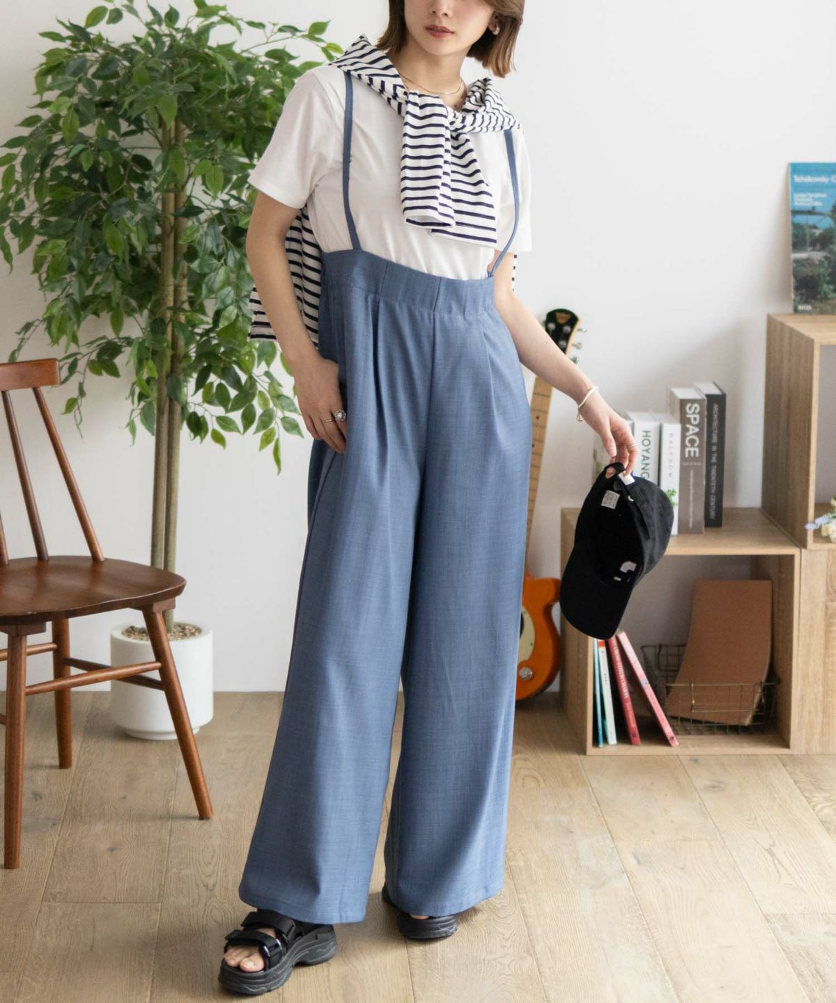 nAvy 杢麻ライクサロペットアンサンブル レディース