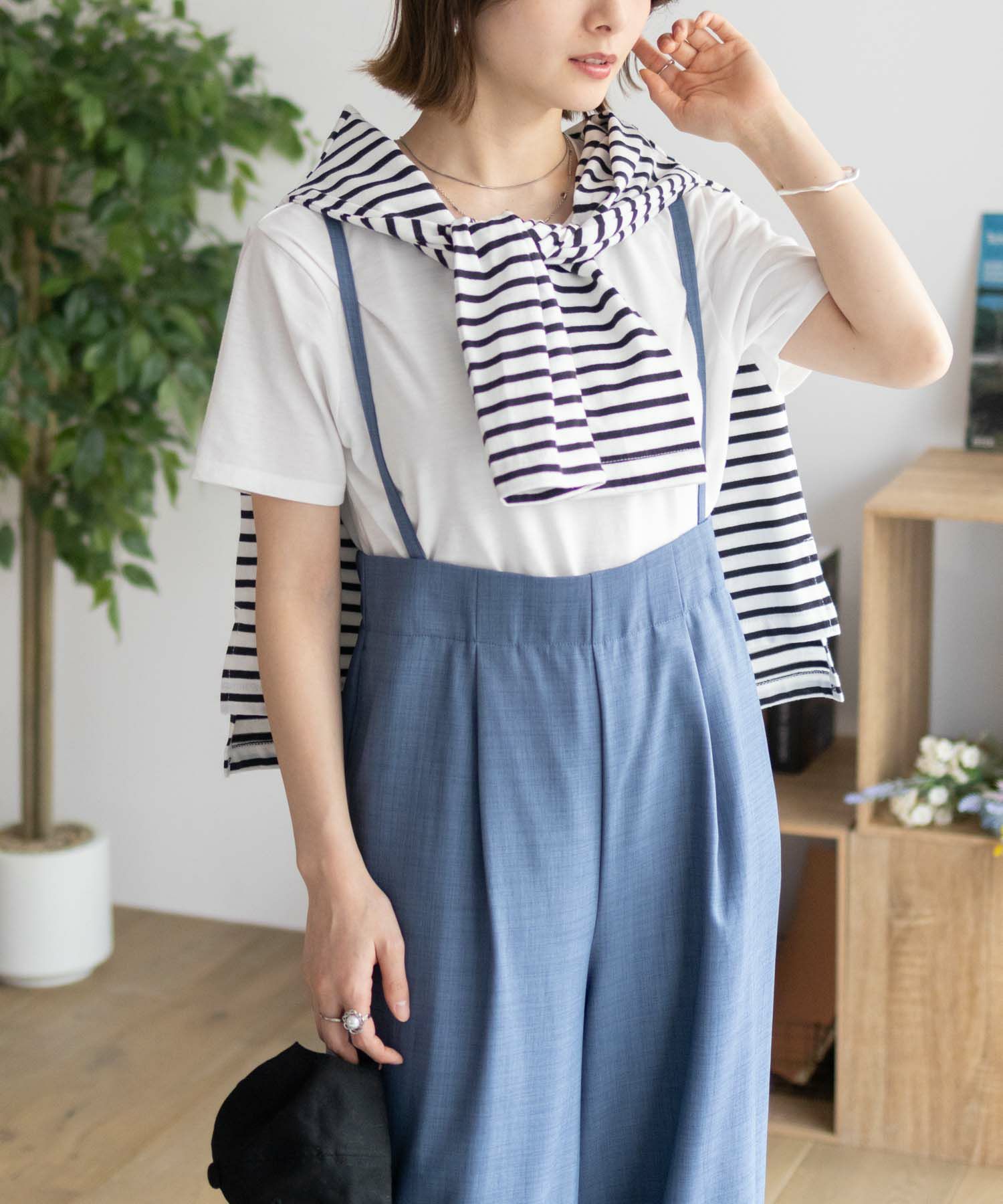 nAvy 杢麻ライクサロペットアンサンブル レディース