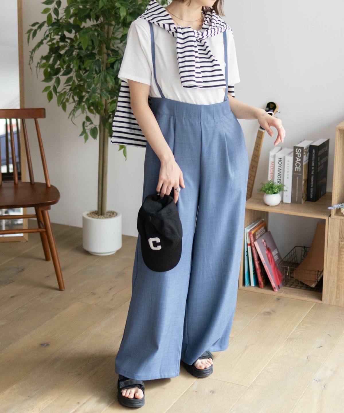 nAvy 杢麻ライクサロペットアンサンブル レディース