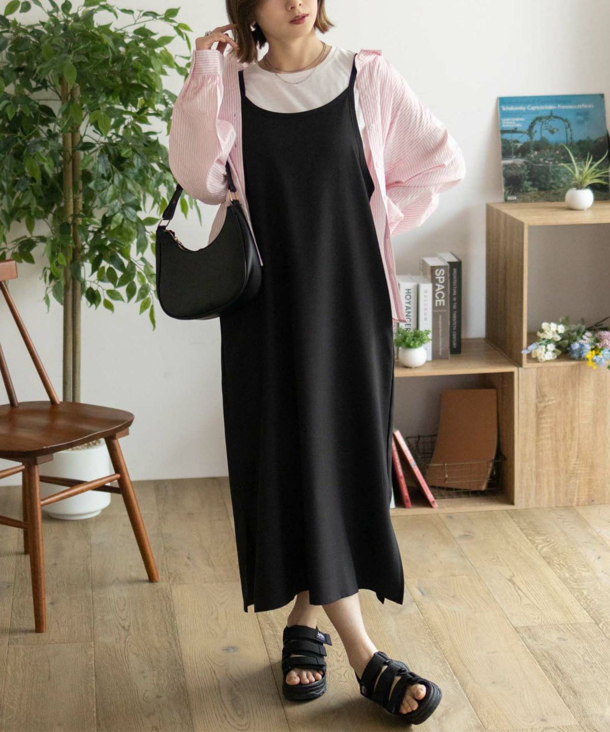 nAvy 杢麻ライクキャミワンピースアンサンブル レディース