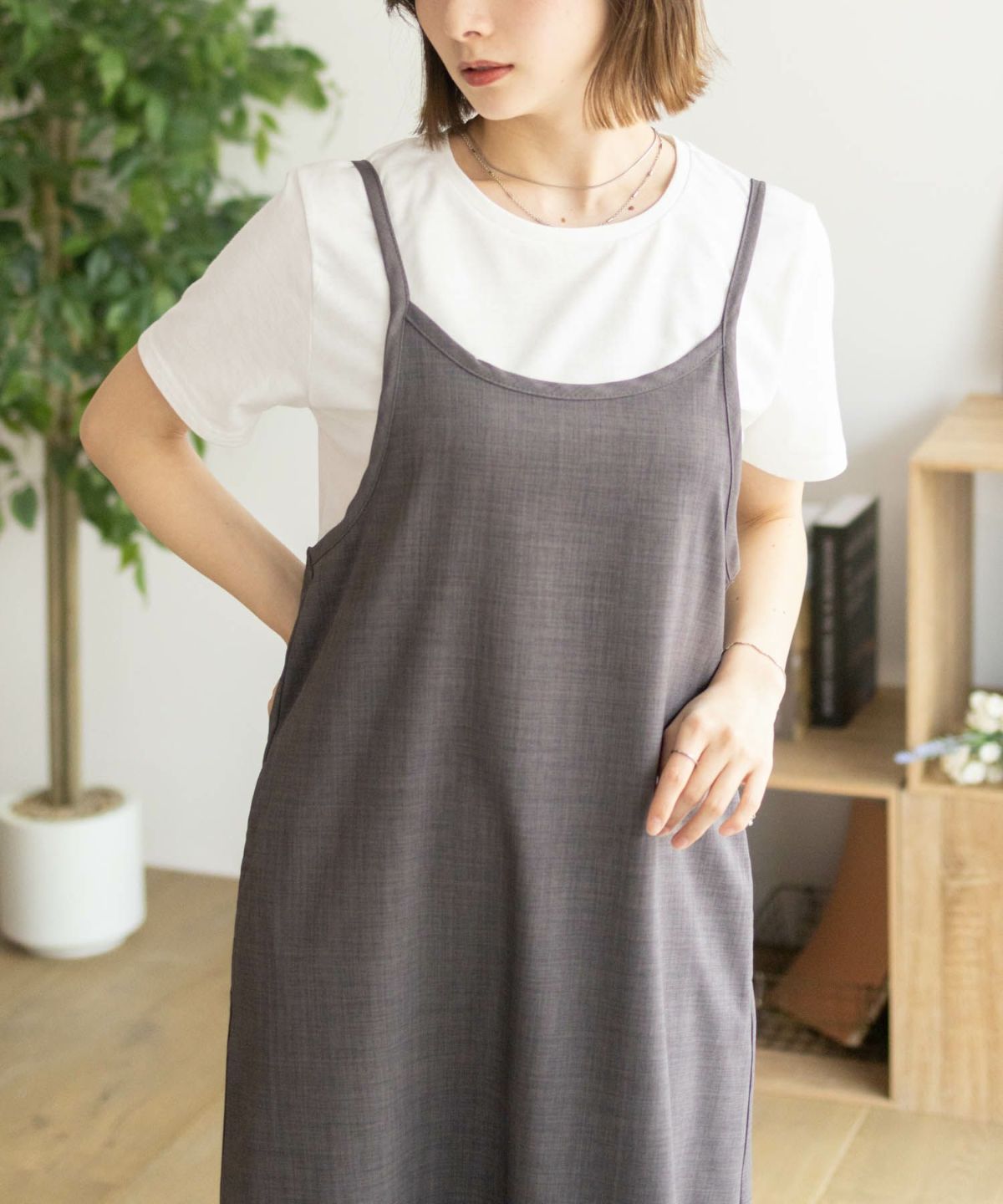 nAvy 杢麻ライクキャミワンピースアンサンブル レディース