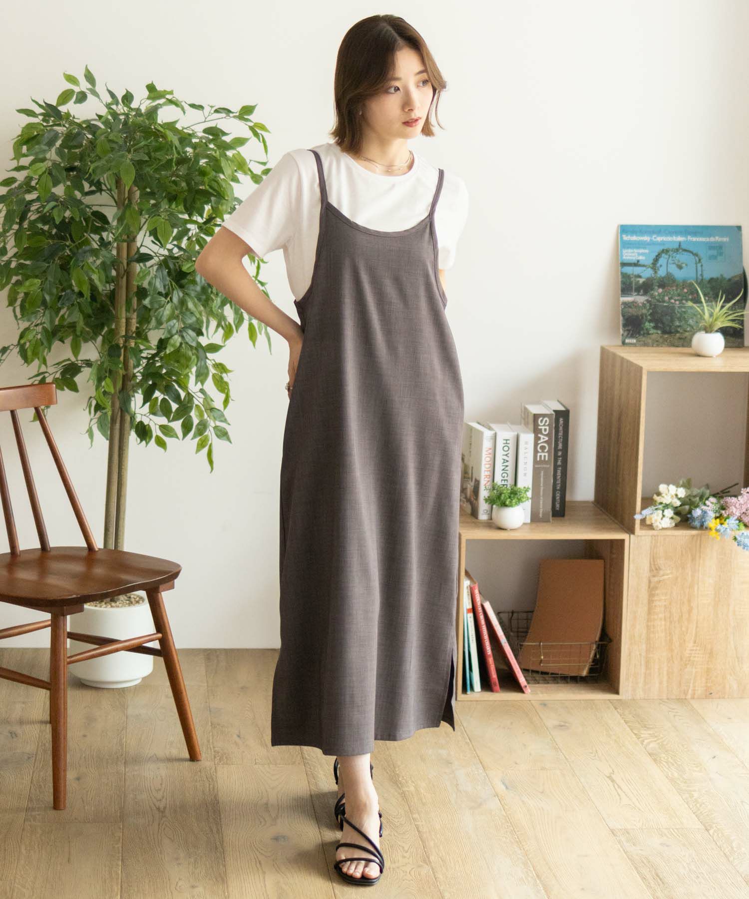 nAvy  杢麻ライクキャミワンピースアンサンブル レディース商品画像-32