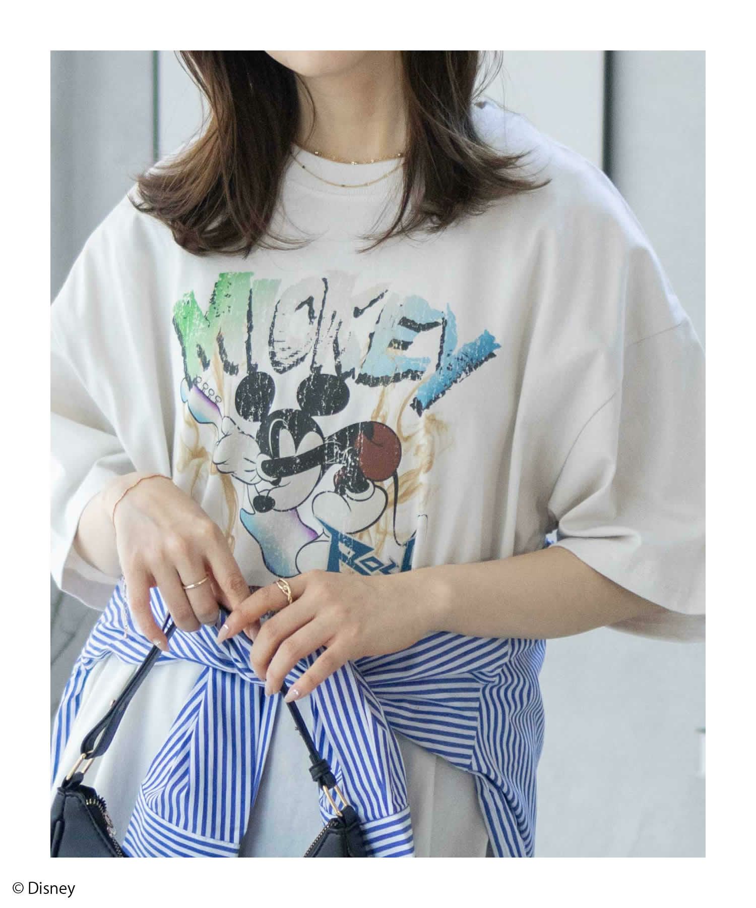 Disney ミッキーマウス / ロックプリントTシャツ メンズ ネコポス 対応商品