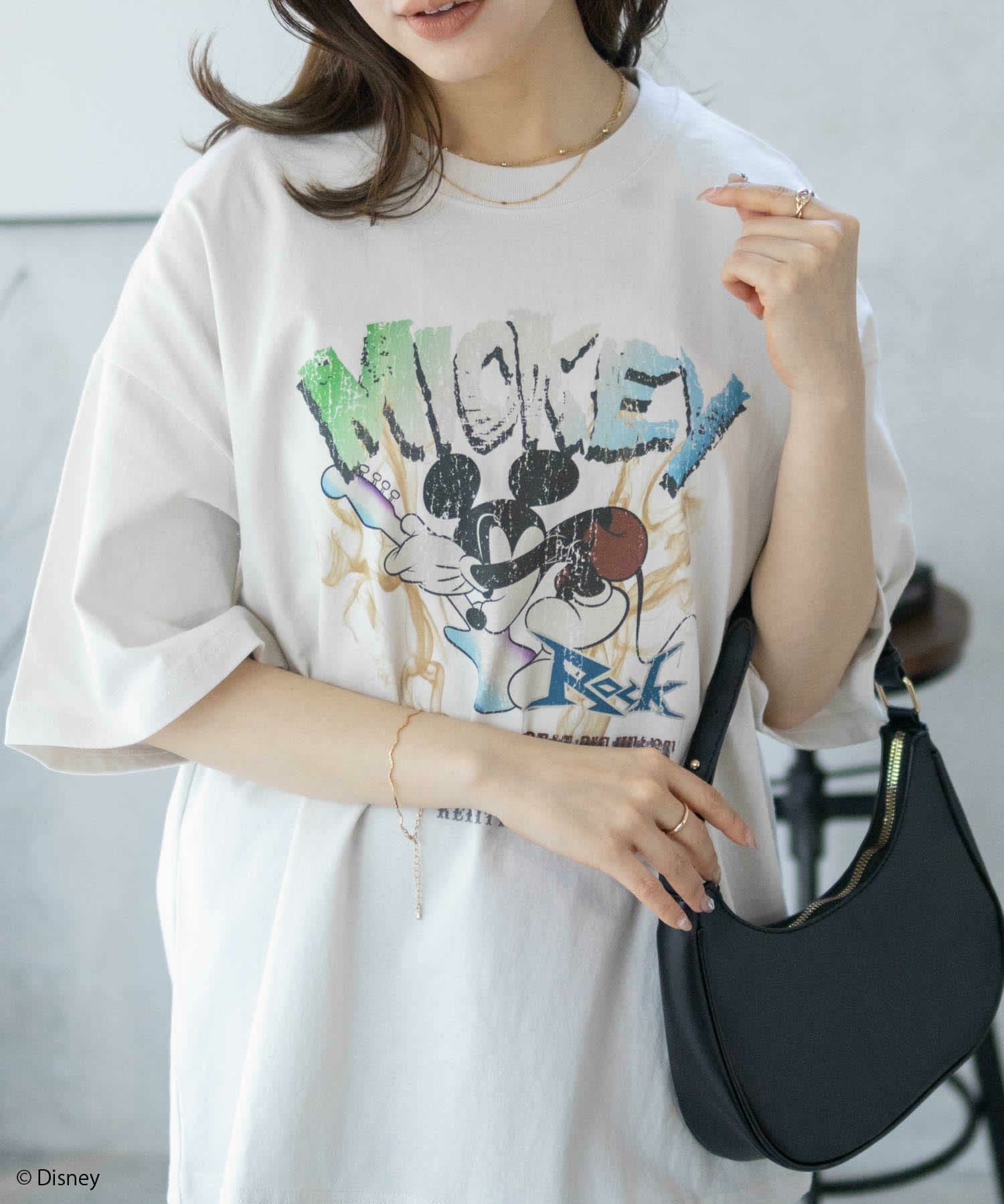 Disney ミッキーマウス / ロックプリントTシャツ メンズ ネコポス 対応商品