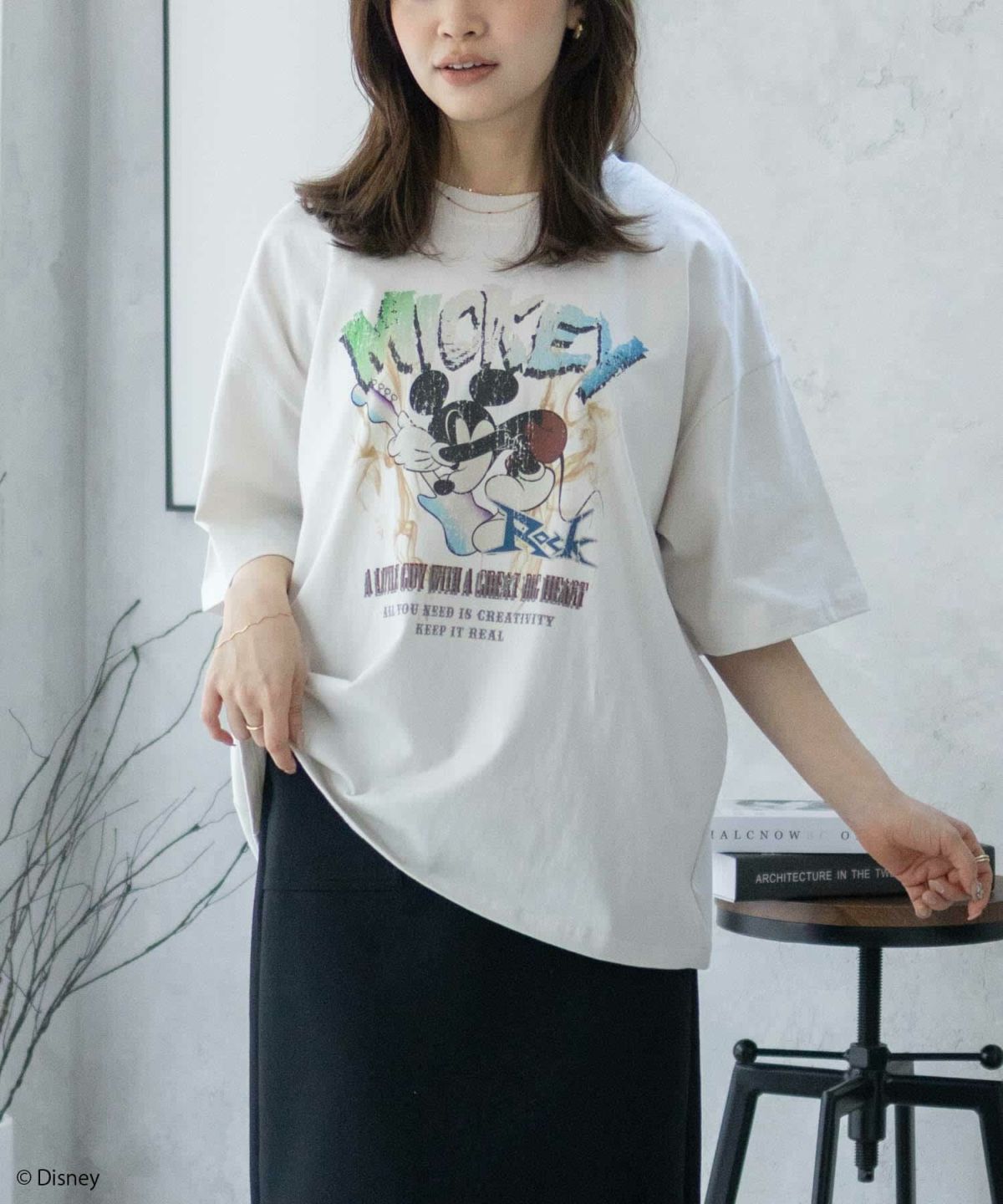 Disney ミッキーマウス / ロックプリントTシャツ メンズ ネコポス 対応商品