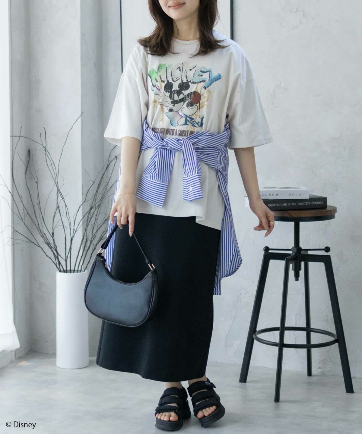 Disney ミッキーマウス / ロックプリントTシャツ メンズ ネコポス 対応商品