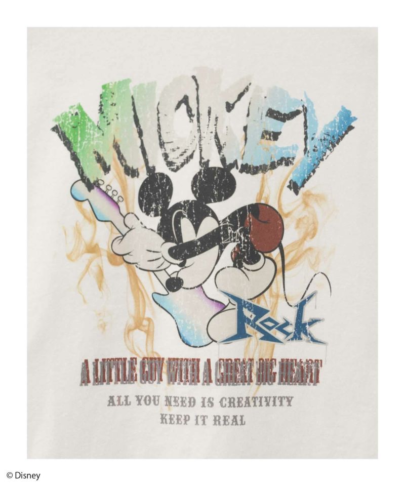 Disney ミッキーマウス / ロックプリントTシャツ メンズ