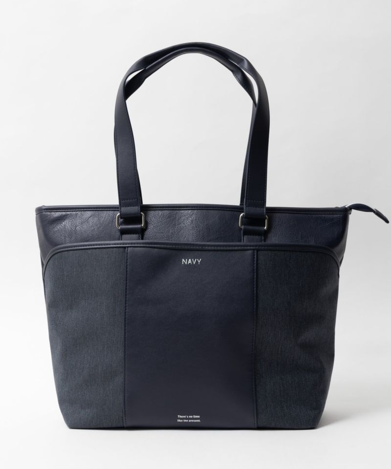 NAVY  ポリデニム・合皮切替トートバッグ商品画像-2