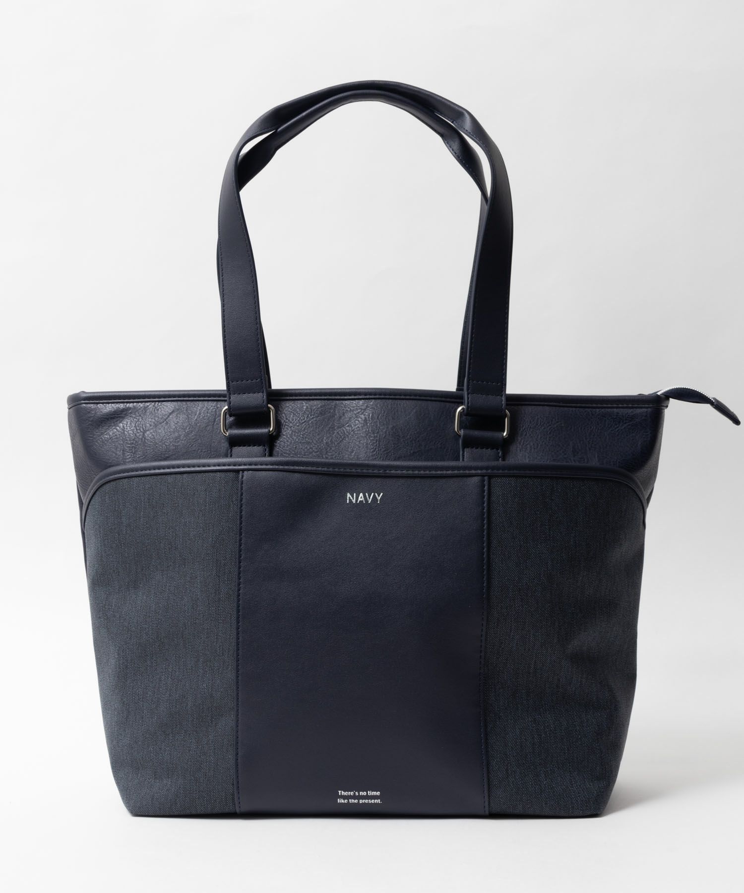 NAVY  ポリデニム・合皮切替トートバッグ商品画像-2