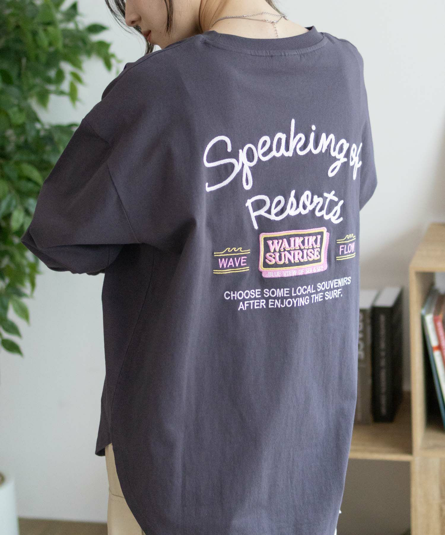 UNDERWRAPS  刺繍ラウンド長袖Tシャツ レディース メール便 対応商品商品画像-5