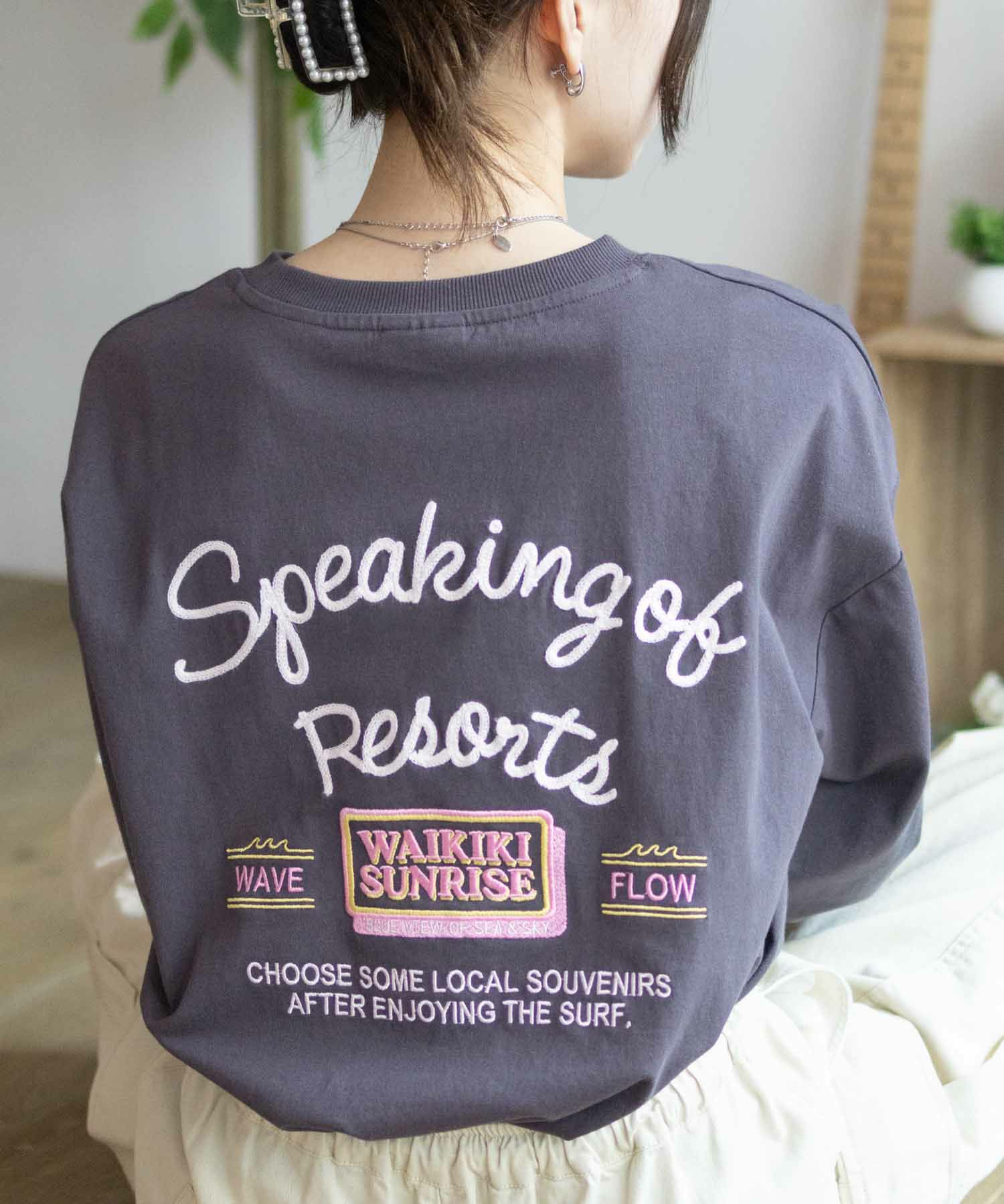 UNDERWRAPS  刺繍ラウンド長袖Tシャツ レディース メール便 対応商品商品サムネイル-7