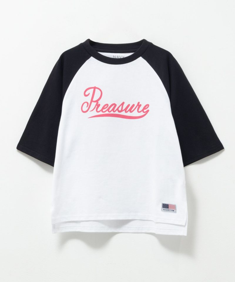 NAVY  ルーズシルエットラグラン配色Tシャツ キッズ メール便 対応商品商品画像-2