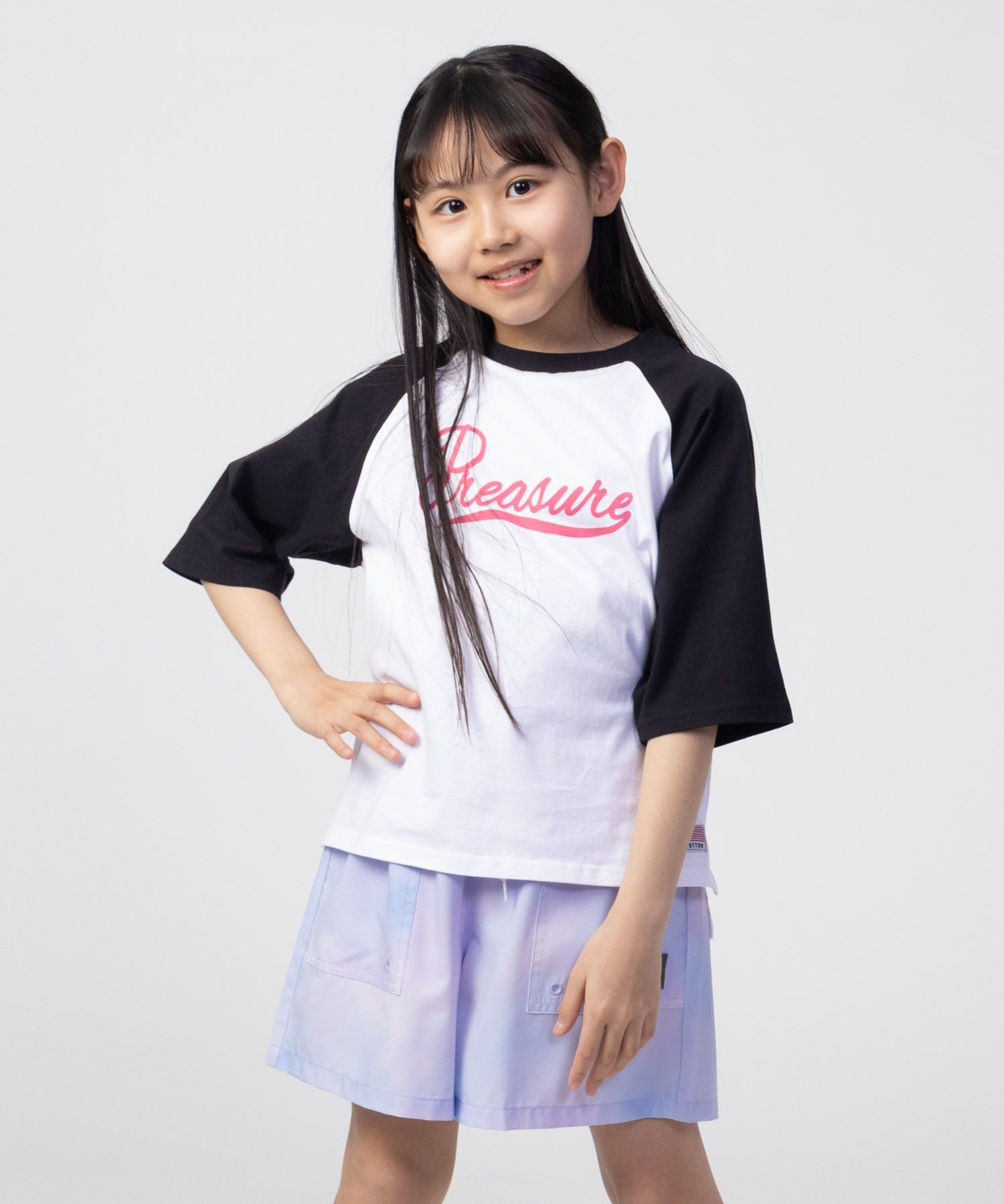 NAVY  ルーズシルエットラグラン配色Tシャツ キッズ メール便 対応商品商品画像-11