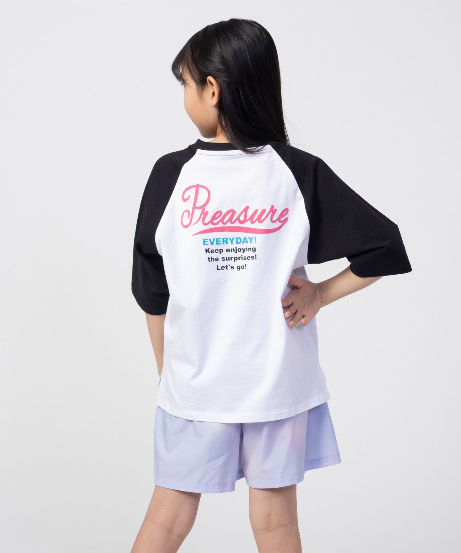 NAVY  ルーズシルエットラグラン配色Tシャツ キッズ メール便 対応商品商品画像-13