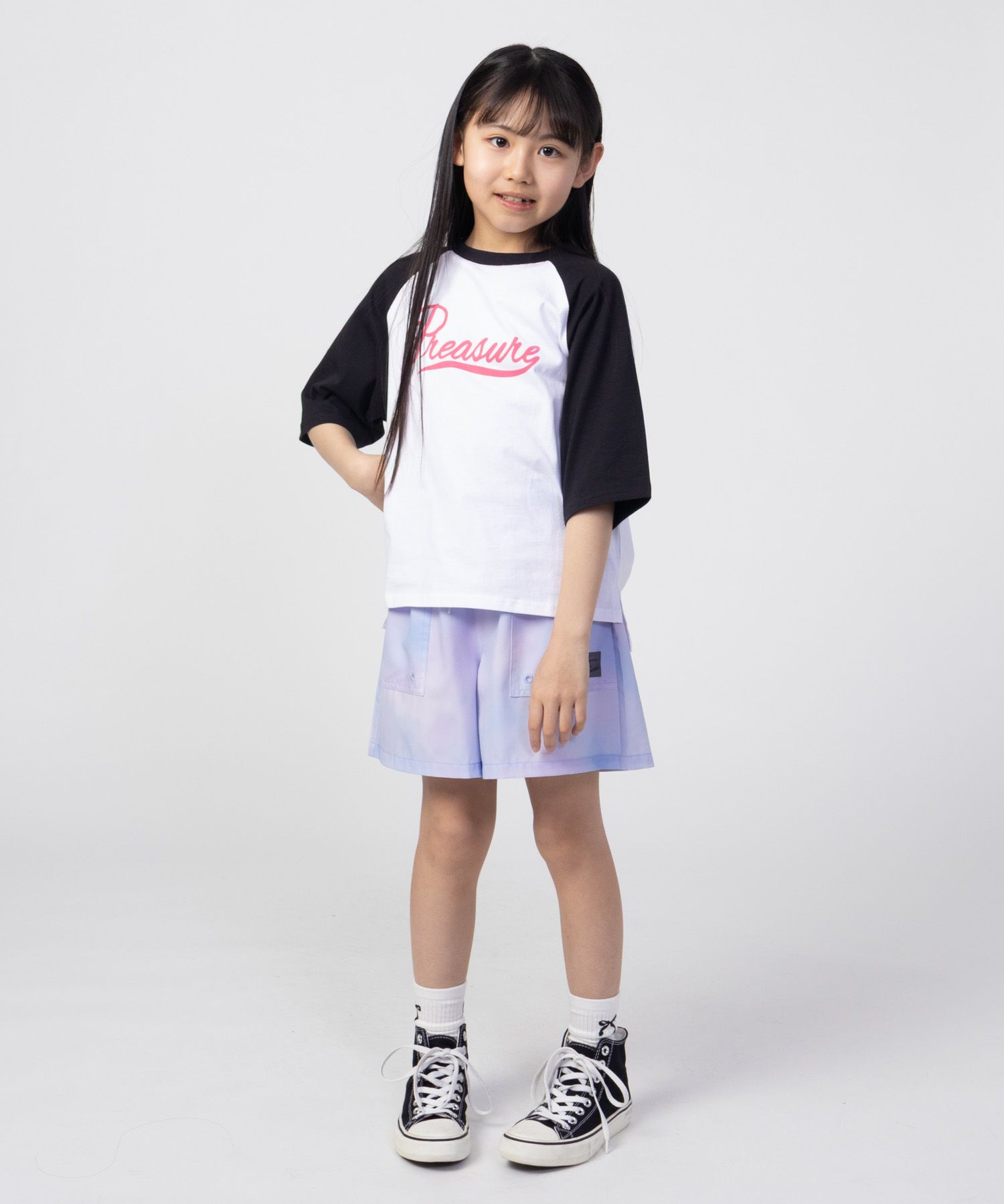 NAVY  ルーズシルエットラグラン配色Tシャツ キッズ メール便 対応商品商品画像-14