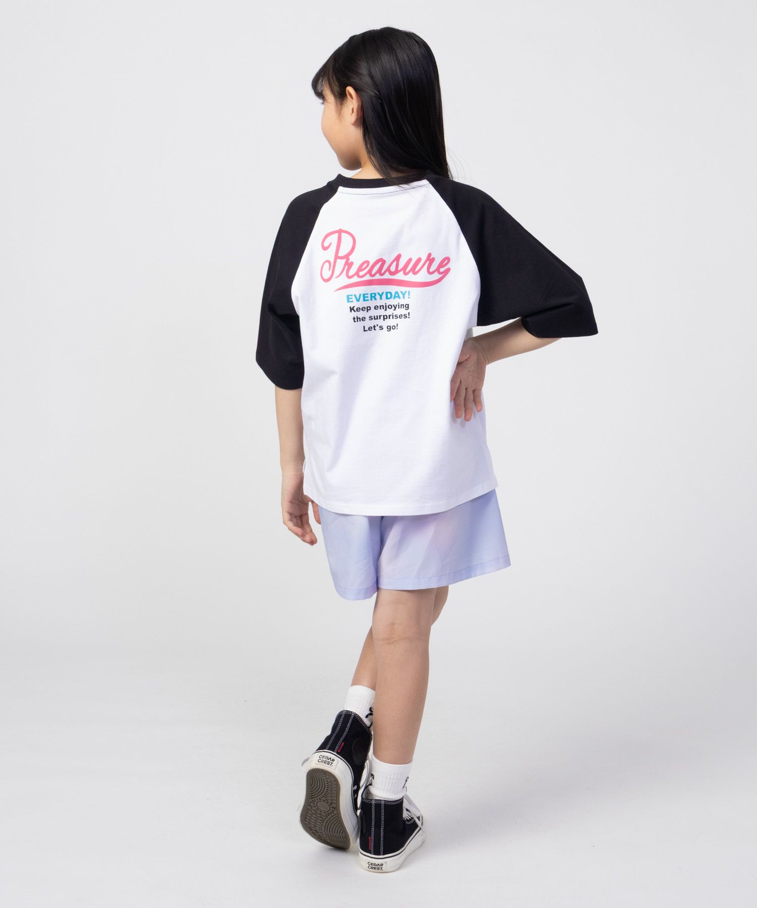 NAVY  ルーズシルエットラグラン配色Tシャツ キッズ メール便 対応商品商品画像-15