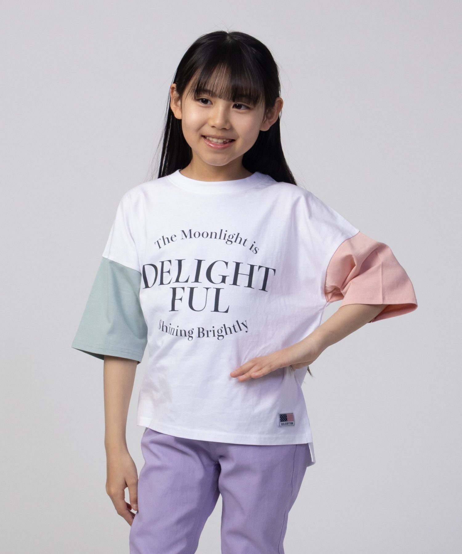 NAVY  ルーズシルエット西海岸系配色Tシャツ キッズ メール便 対応商品商品画像-1