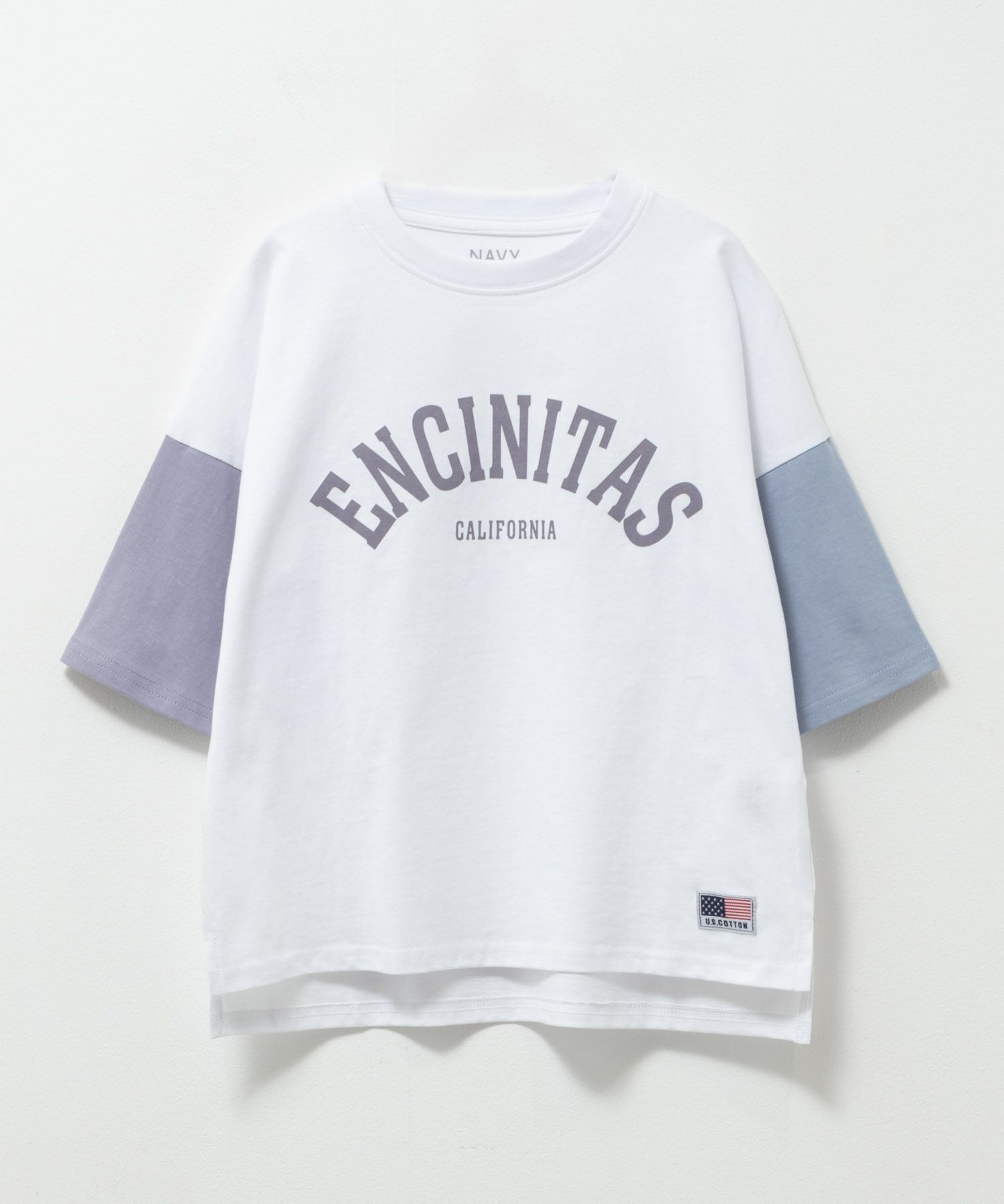NAVY  ルーズシルエット西海岸系配色Tシャツ キッズ メール便 対応商品商品画像-3