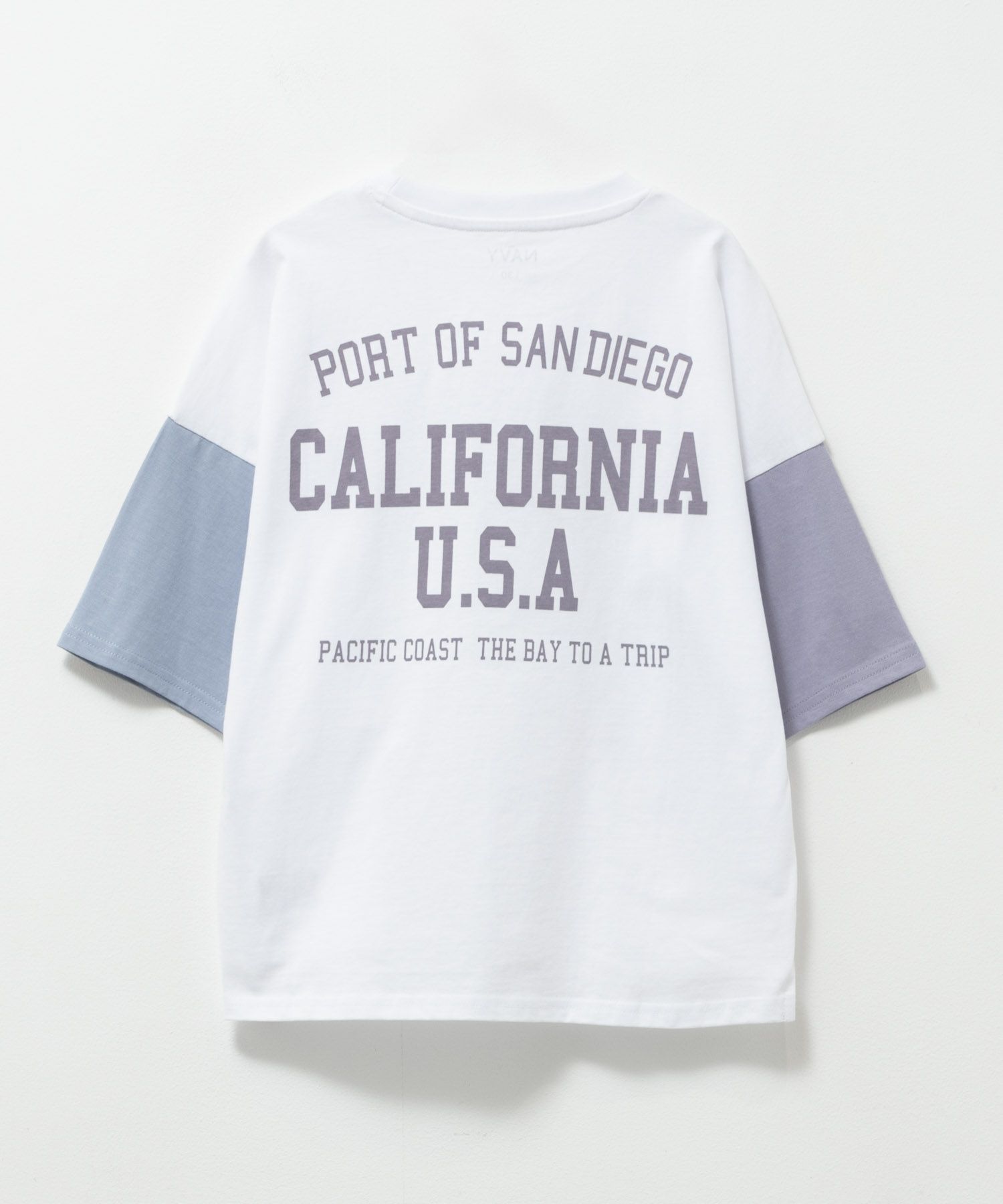 NAVY  ルーズシルエット西海岸系配色Tシャツ キッズ メール便 対応商品商品画像-4