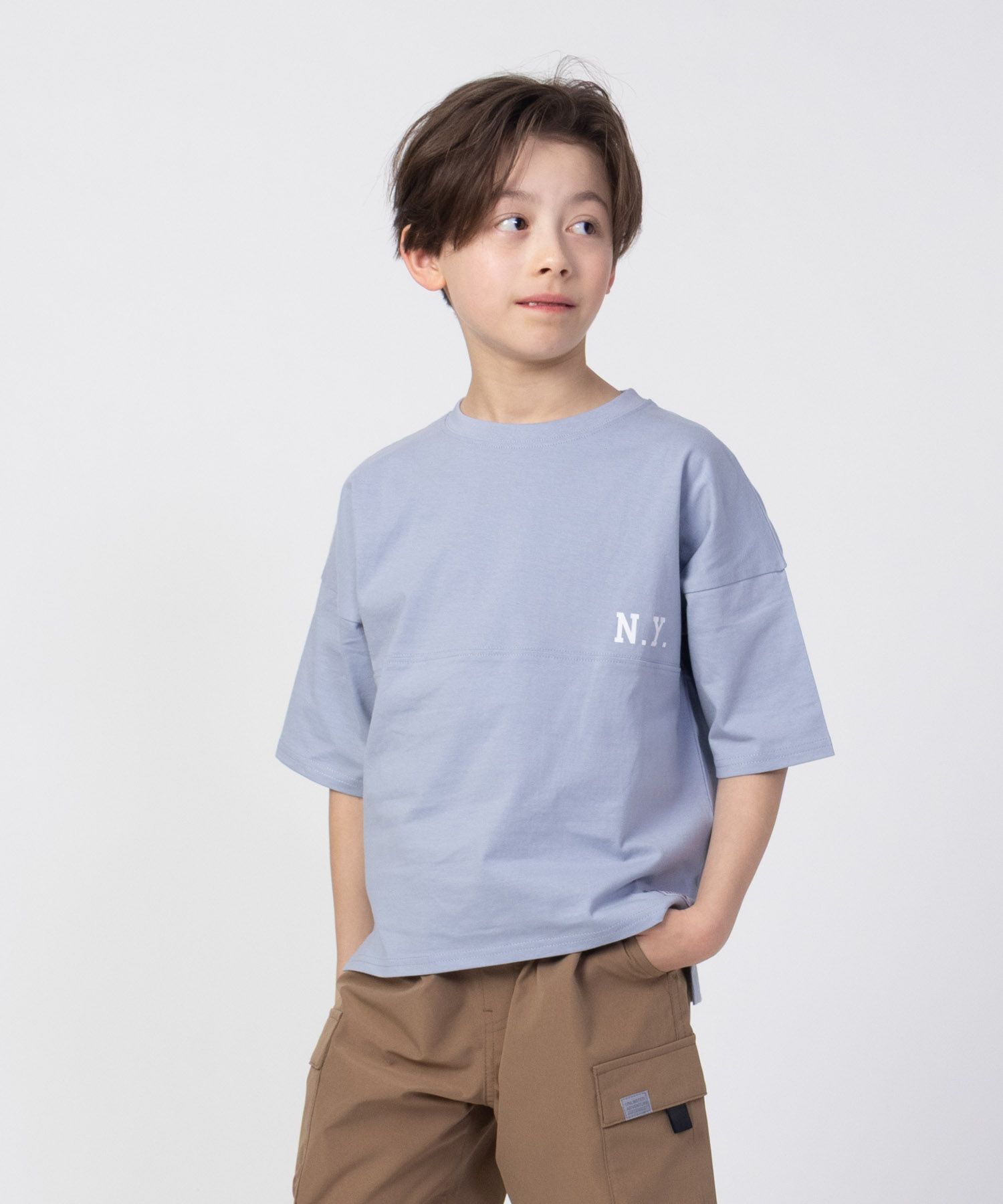 NAVY  ルーズシルエットストリート切替Tシャツ キッズ メール便 対応商品商品画像-24