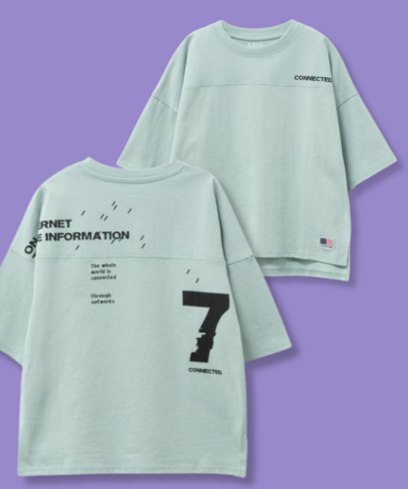 NAVY  ルーズシルエットストリート切替Tシャツ キッズ メール便 対応商品商品画像-1