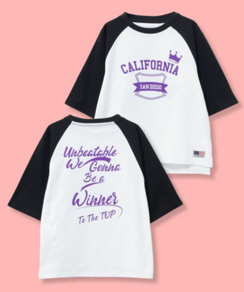 NAVY  ルーズシルエット五分袖ラグランTシャツ キッズ メール便 対応商品商品画像-1