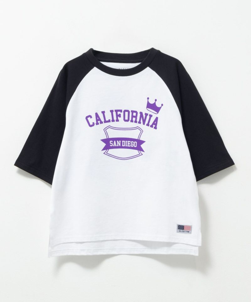 NAVY  ルーズシルエット五分袖ラグランTシャツ キッズ メール便 対応商品商品画像-2