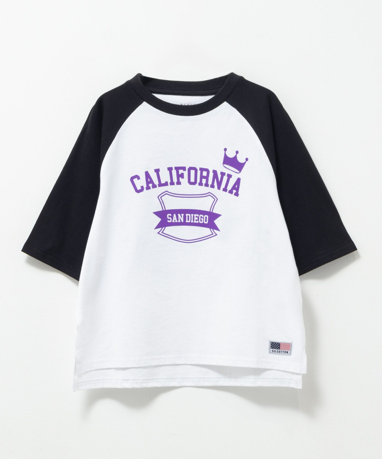 NAVY  ルーズシルエット五分袖ラグランTシャツ キッズ メール便 対応商品商品画像-2