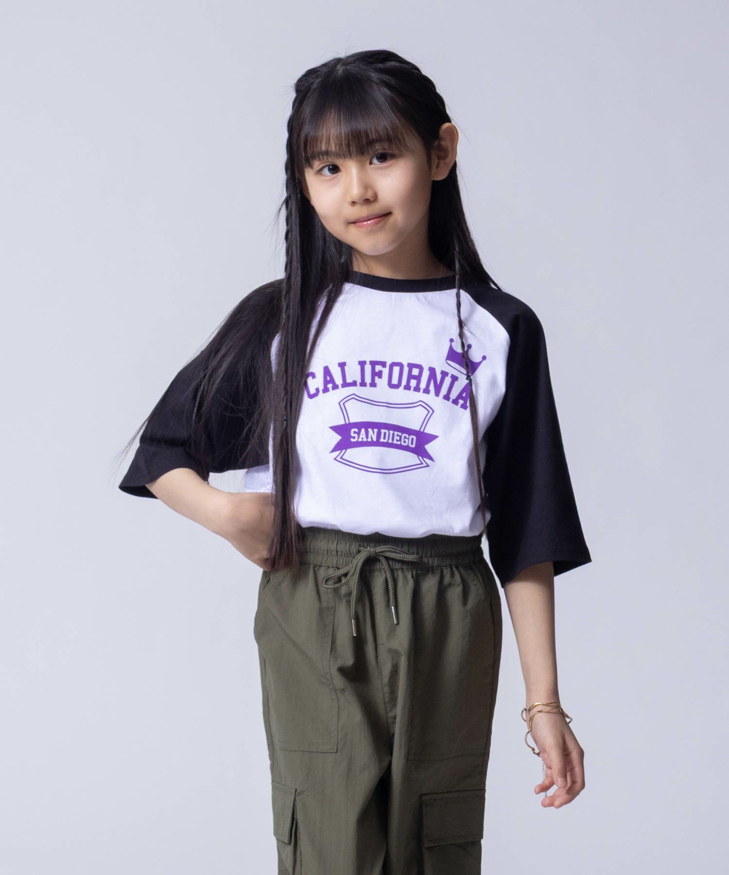 NAVY ルーズシルエット五分袖ラグランTシャツ キッズ ネコポス 対応商品