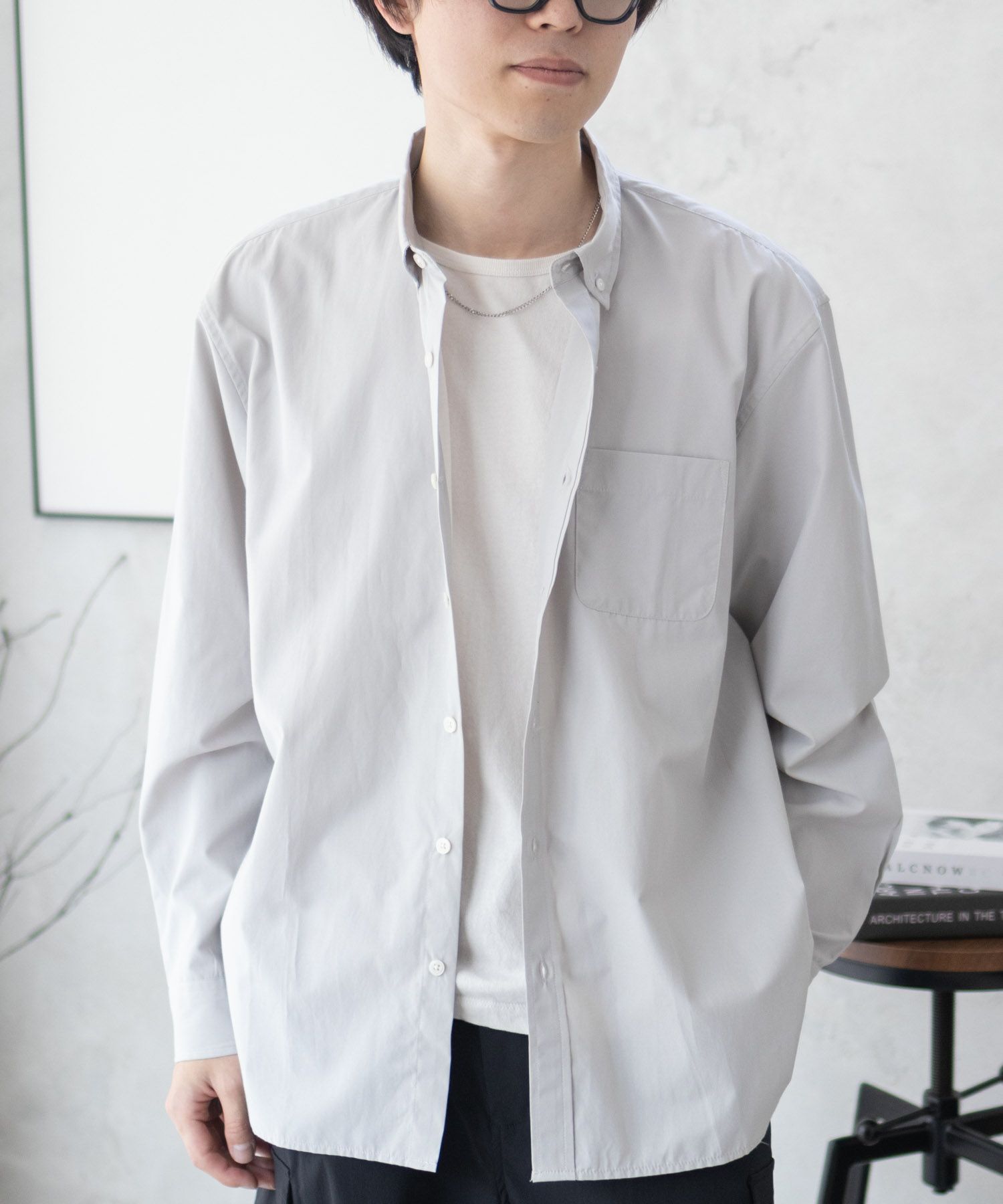 NAVY ブロードボタンダウンシャツ メンズ