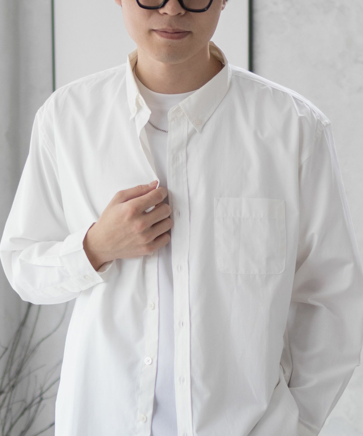 NAVY ブロードボタンダウンシャツ メンズ