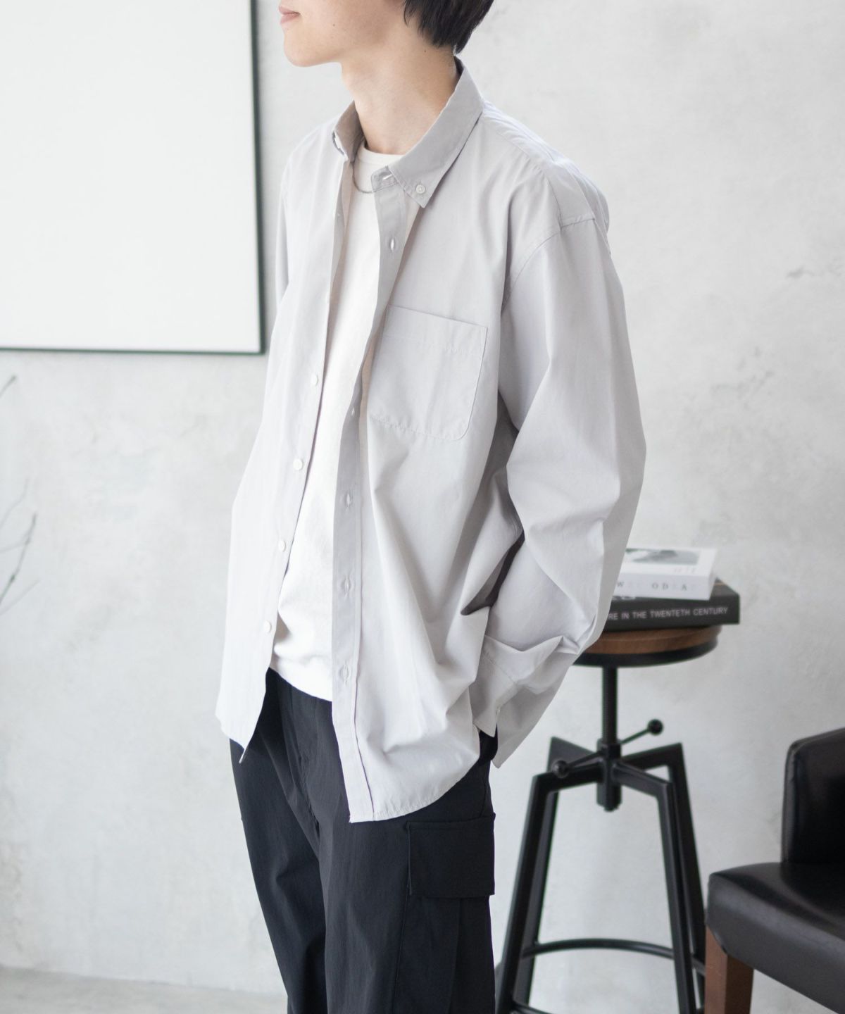 NAVY ブロードボタンダウンシャツ メンズ