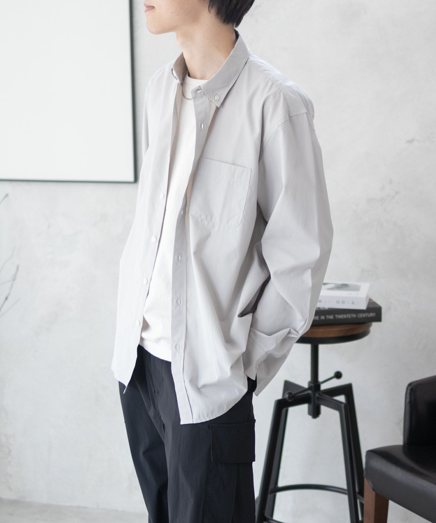 NAVY ブロードボタンダウンシャツ メンズ