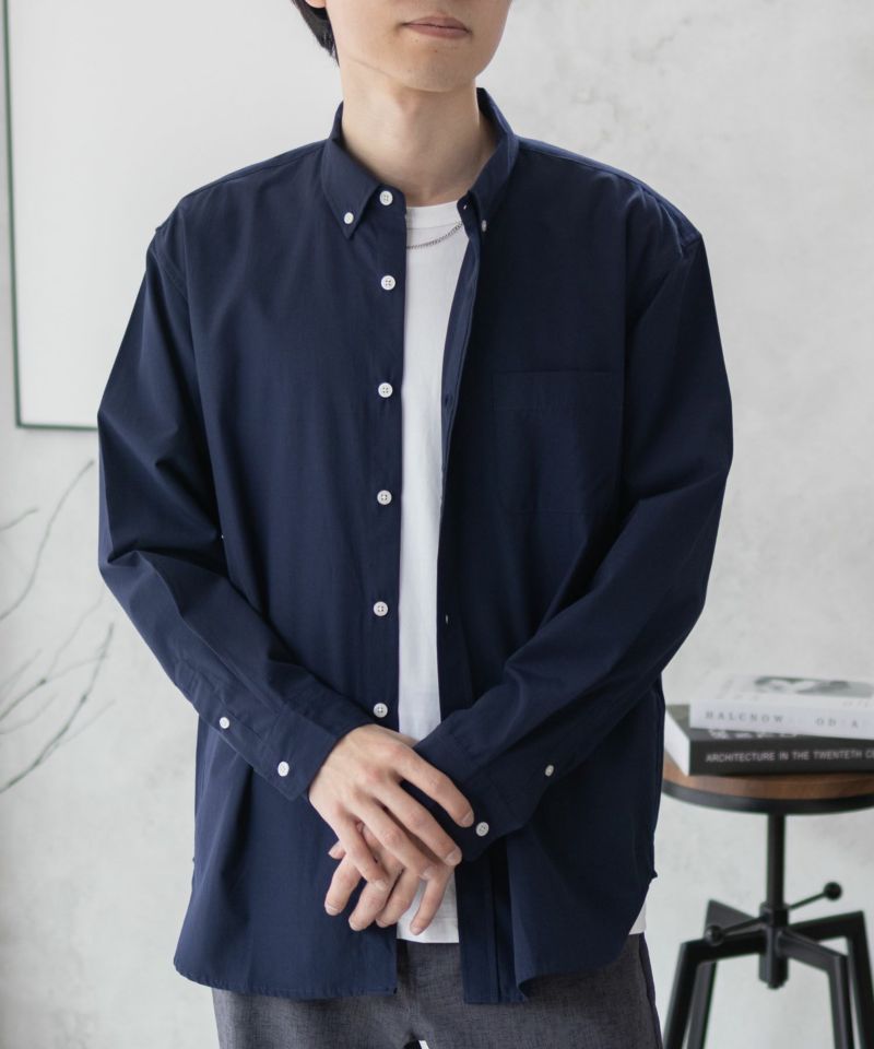 【美品】Unlikely ボタンダウンシャツ　NAVY STRIPE M Unlikely Button Down Shirts Stripe(M(MEN) Navy Stripe/ネイビー