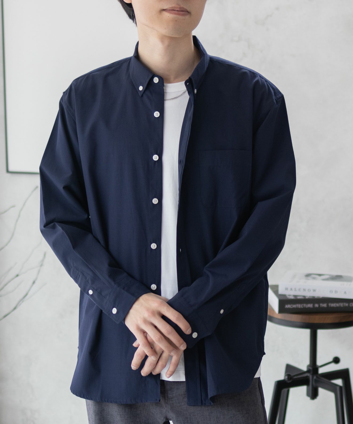 NAVY  ブロードボタンダウンシャツ メンズ商品画像-22