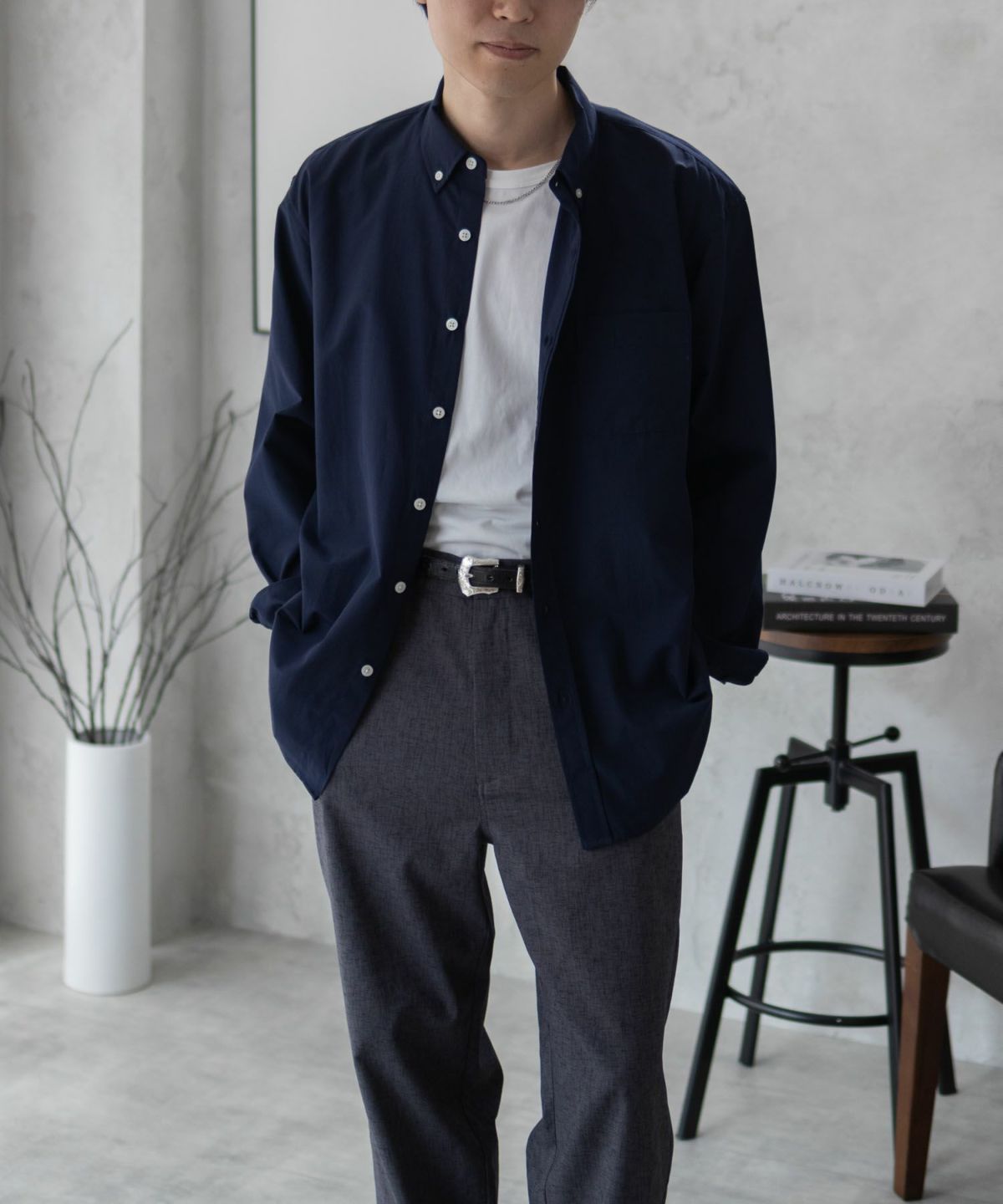 NAVY ブロードボタンダウンシャツ メンズ