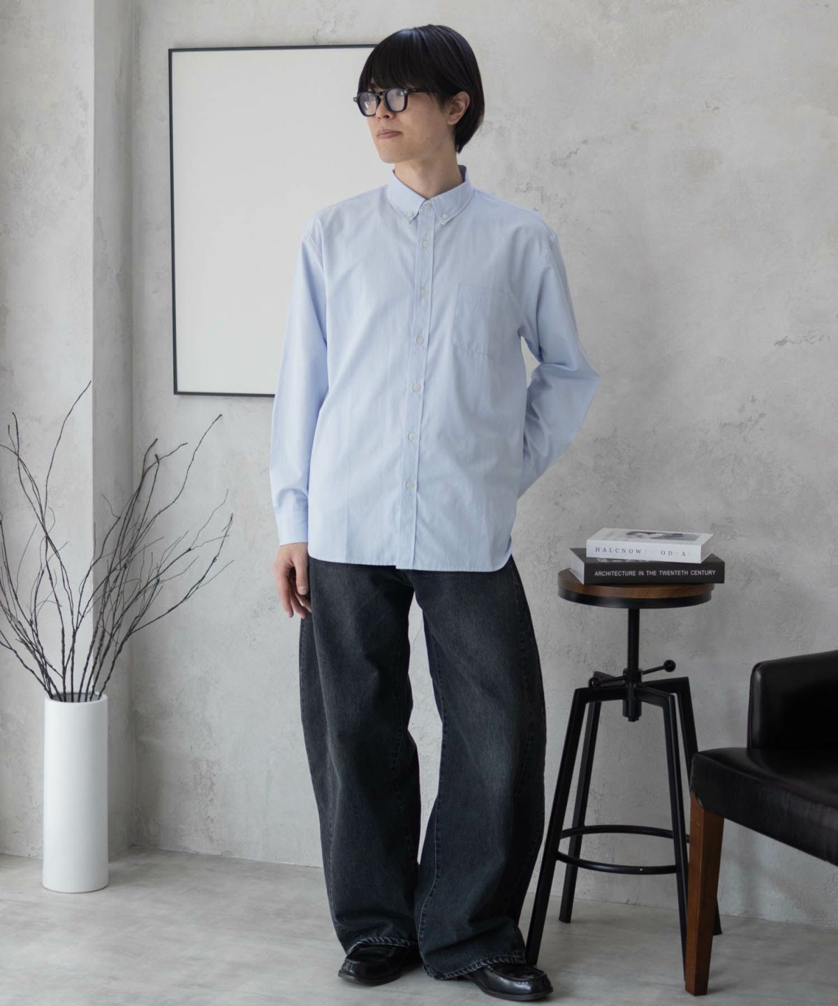 NAVY ブロードボタンダウンシャツ メンズ