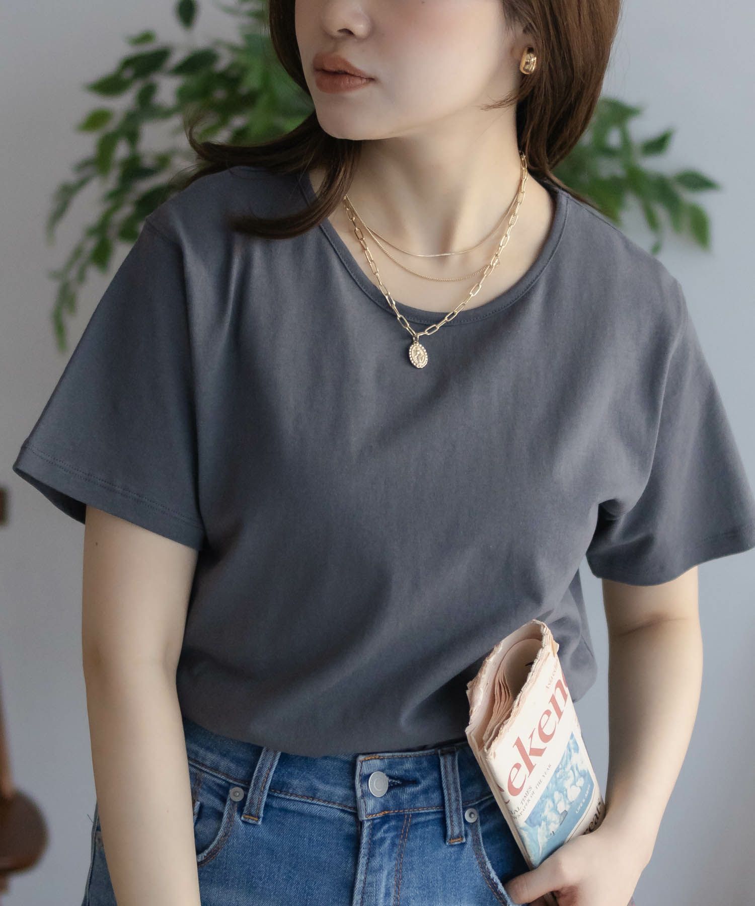 NAVY  ベーシッククルーTシャツ レディース メール便 対応商品商品画像-2