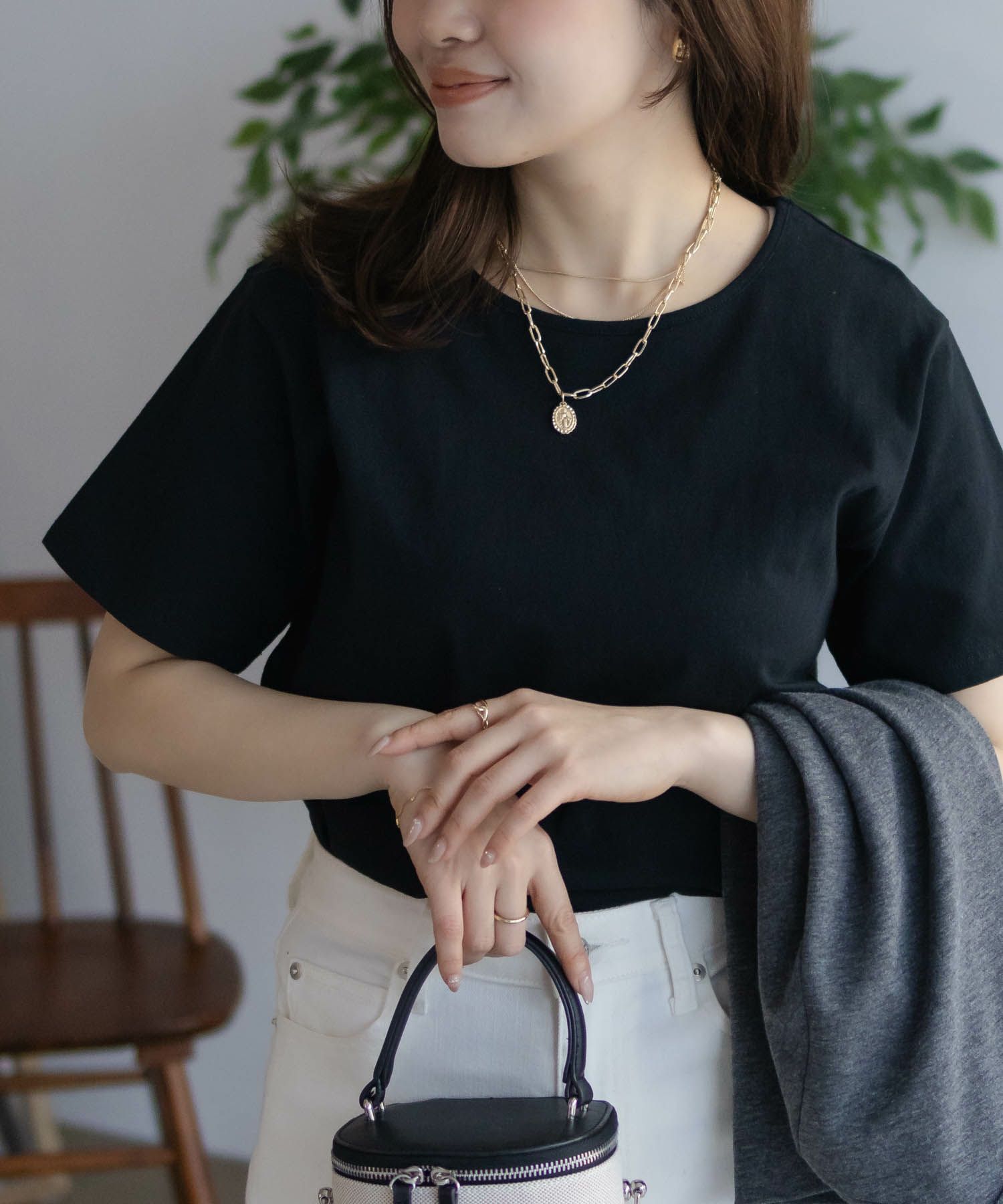 NAVY  ベーシッククルーTシャツ レディース メール便 対応商品商品画像-3