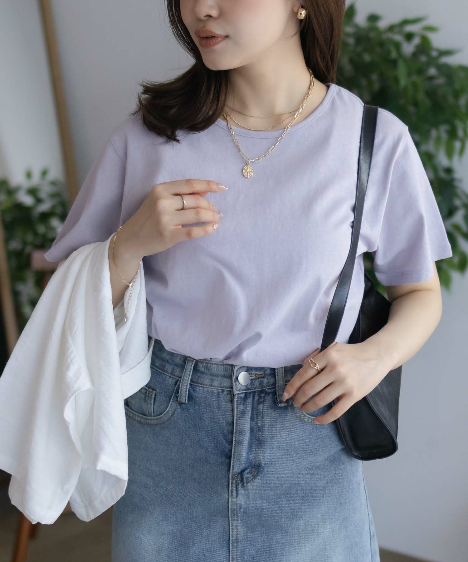 NAVY  ベーシッククルーTシャツ レディース メール便 対応商品商品画像-4