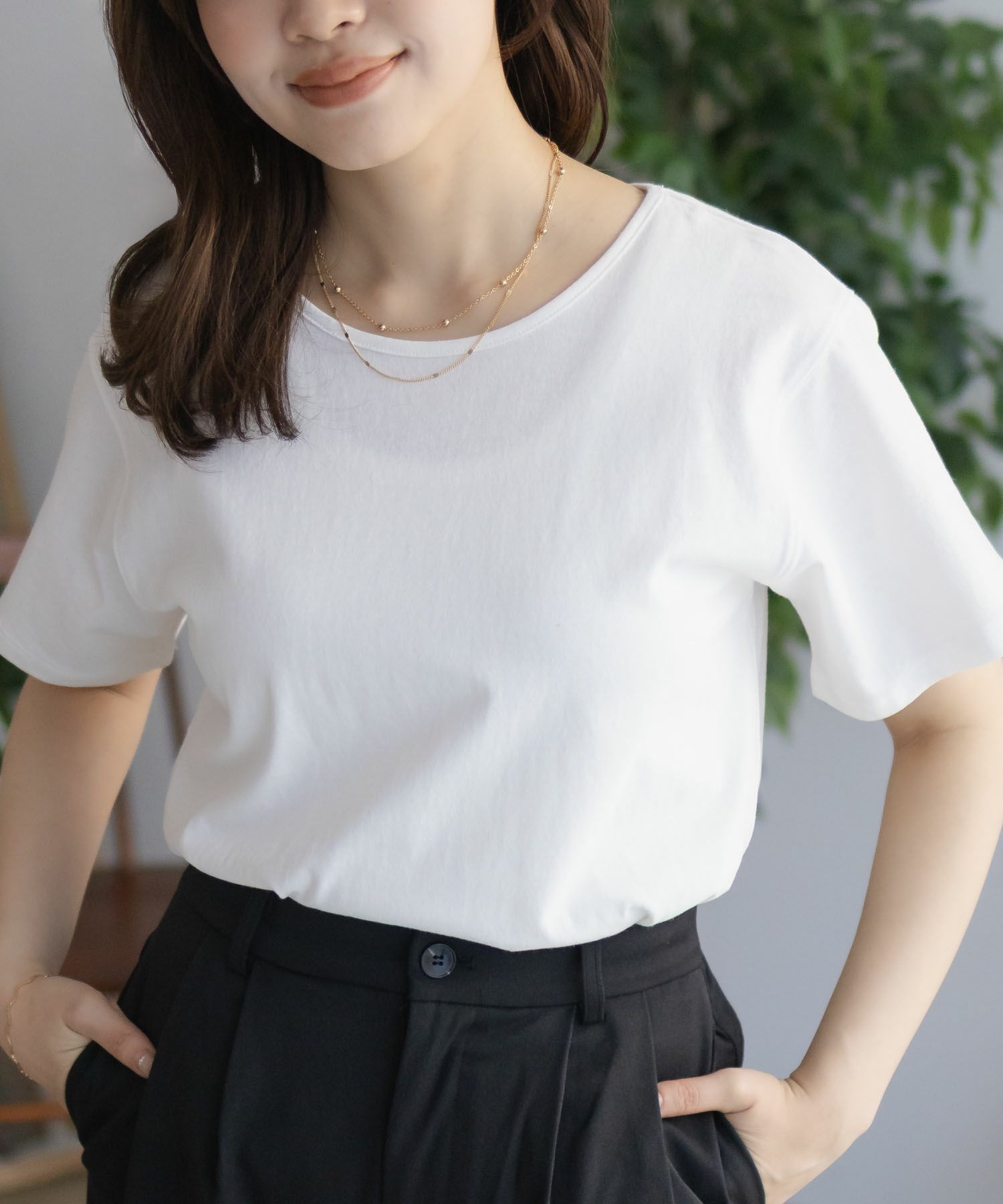 NAVY  ベーシッククルーTシャツ レディース メール便 対応商品商品画像-6