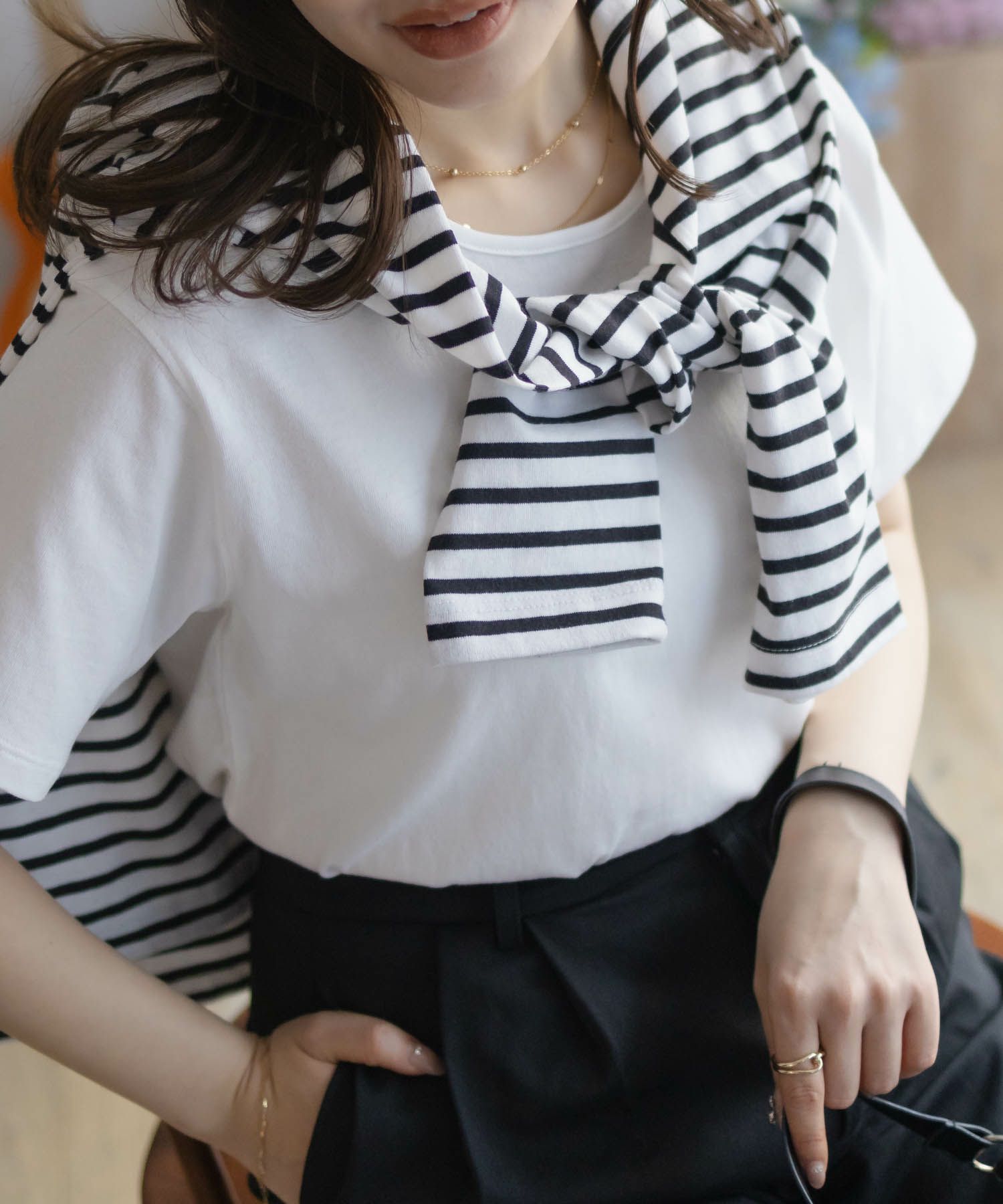 NAVY  ベーシッククルーTシャツ レディース メール便 対応商品商品画像-7