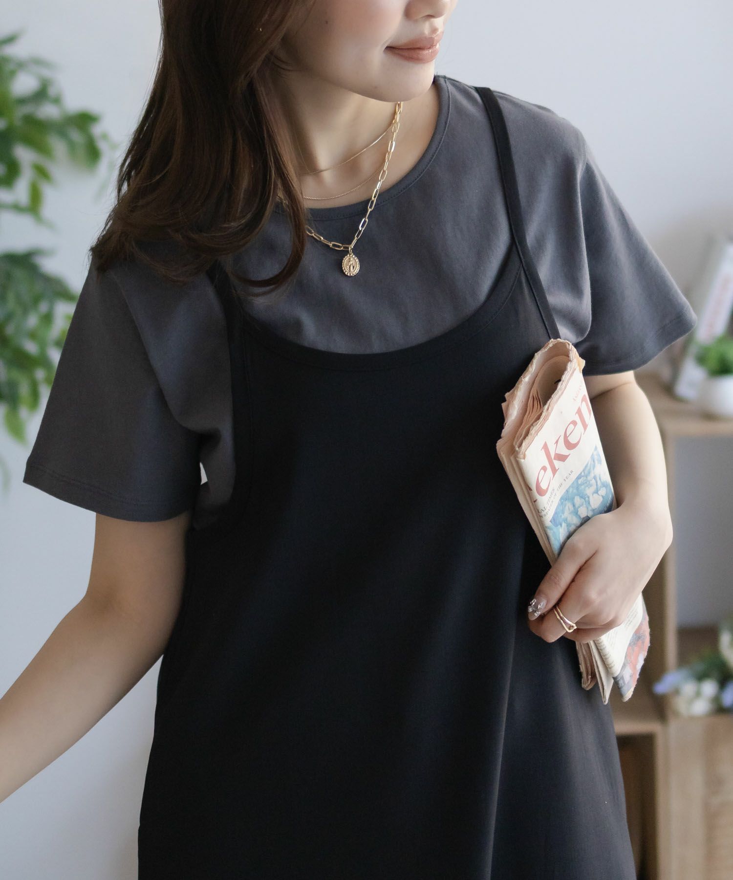 NAVY  ベーシッククルーTシャツ レディース メール便 対応商品商品画像-12