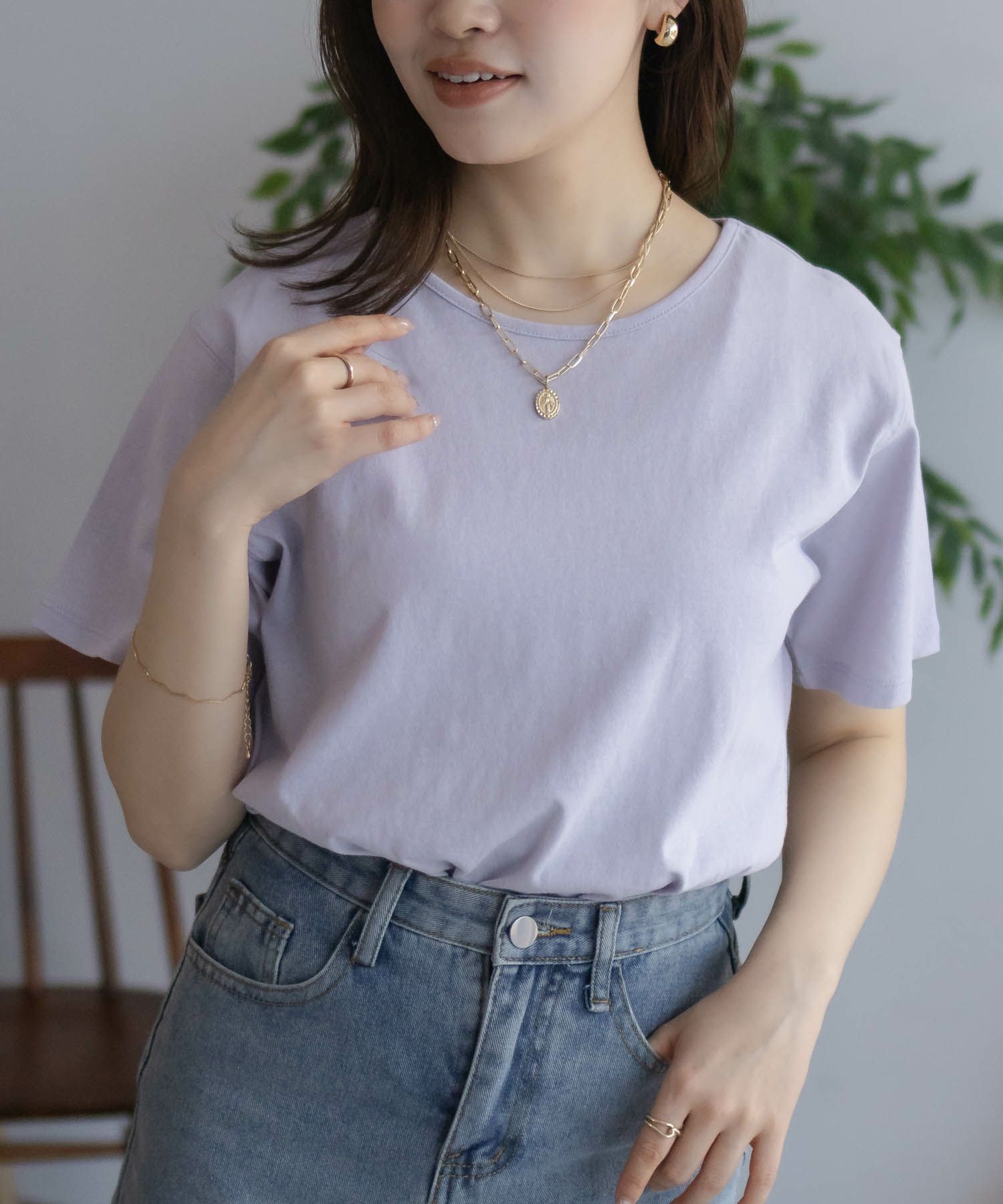NAVY  ベーシッククルーTシャツ レディース メール便 対応商品商品画像-17