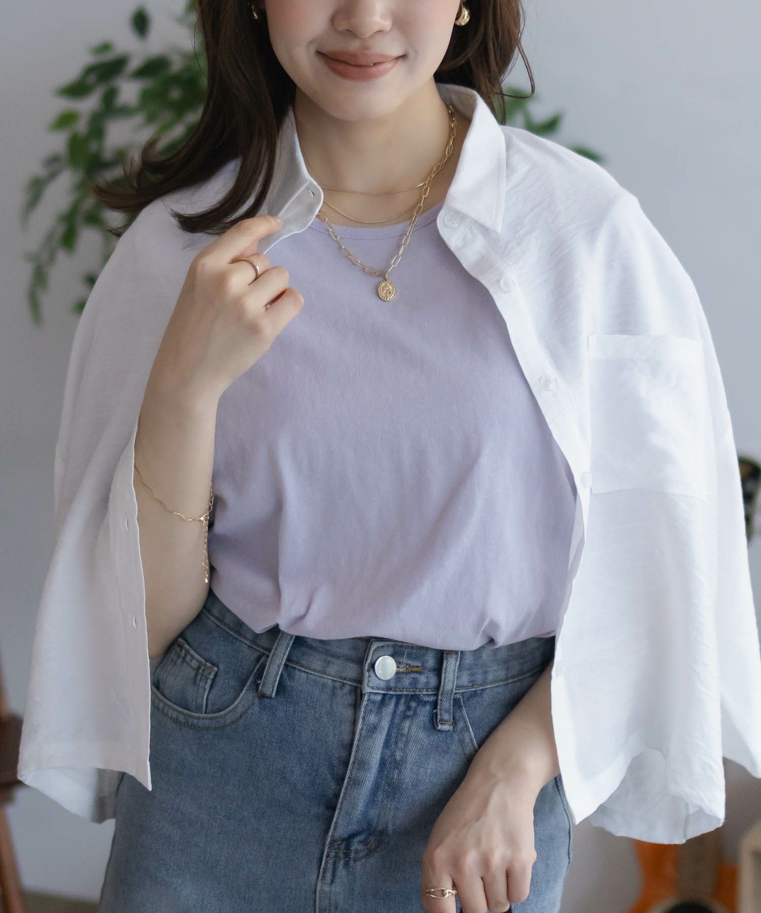 NAVY  ベーシッククルーTシャツ レディース メール便 対応商品商品画像-18