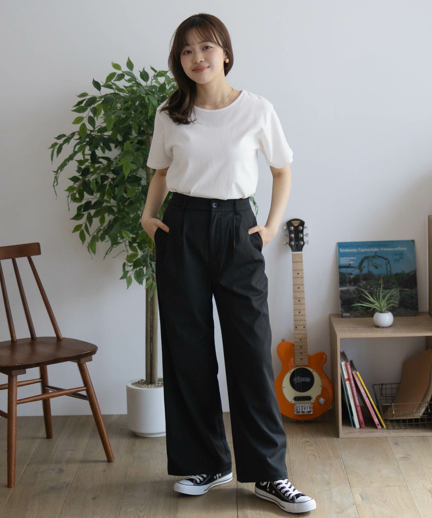 NAVY  ベーシッククルーTシャツ レディース メール便 対応商品商品画像-34