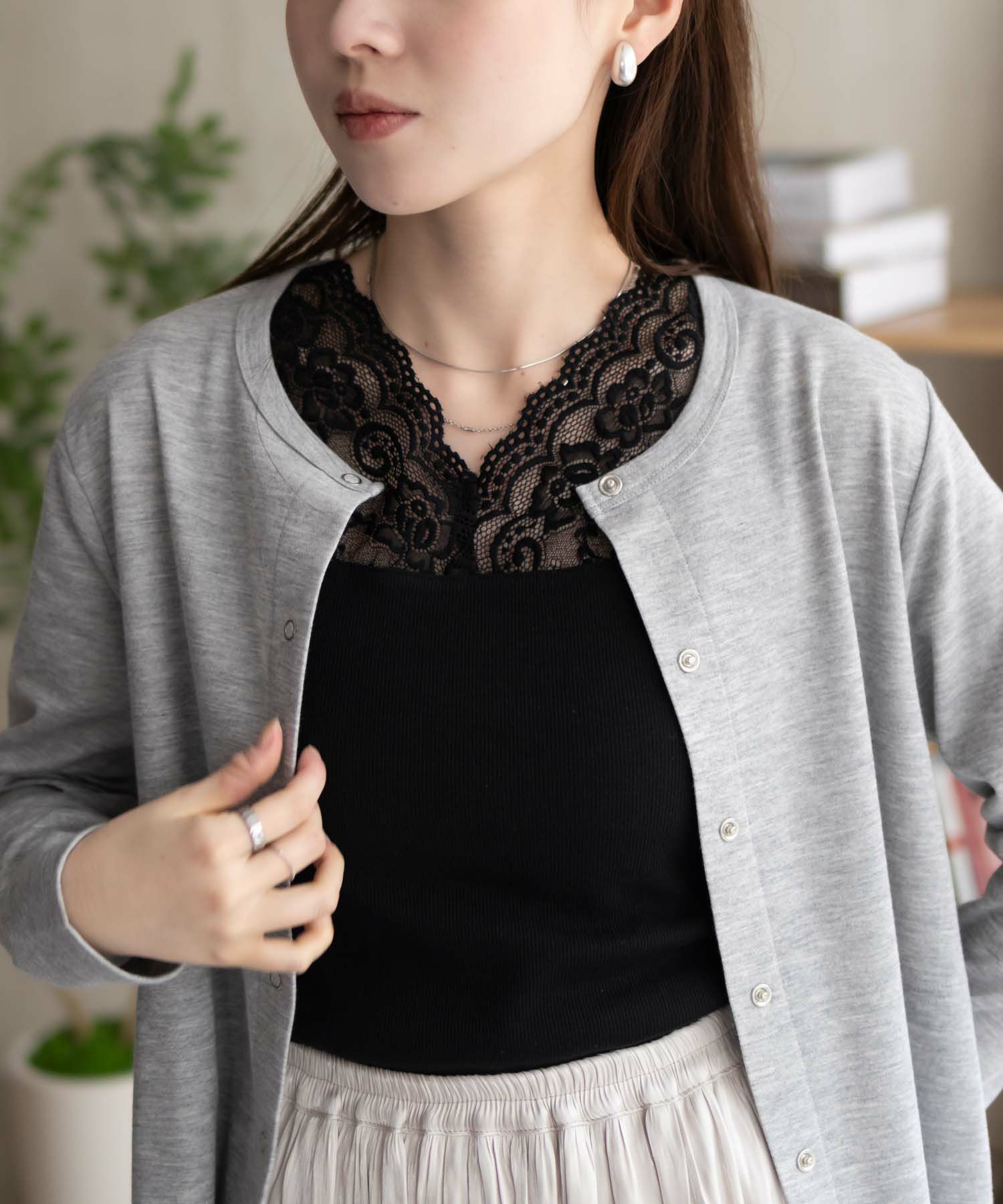 NAVY  レース切替タンクトップ レディース メール便 対応商品商品画像-5