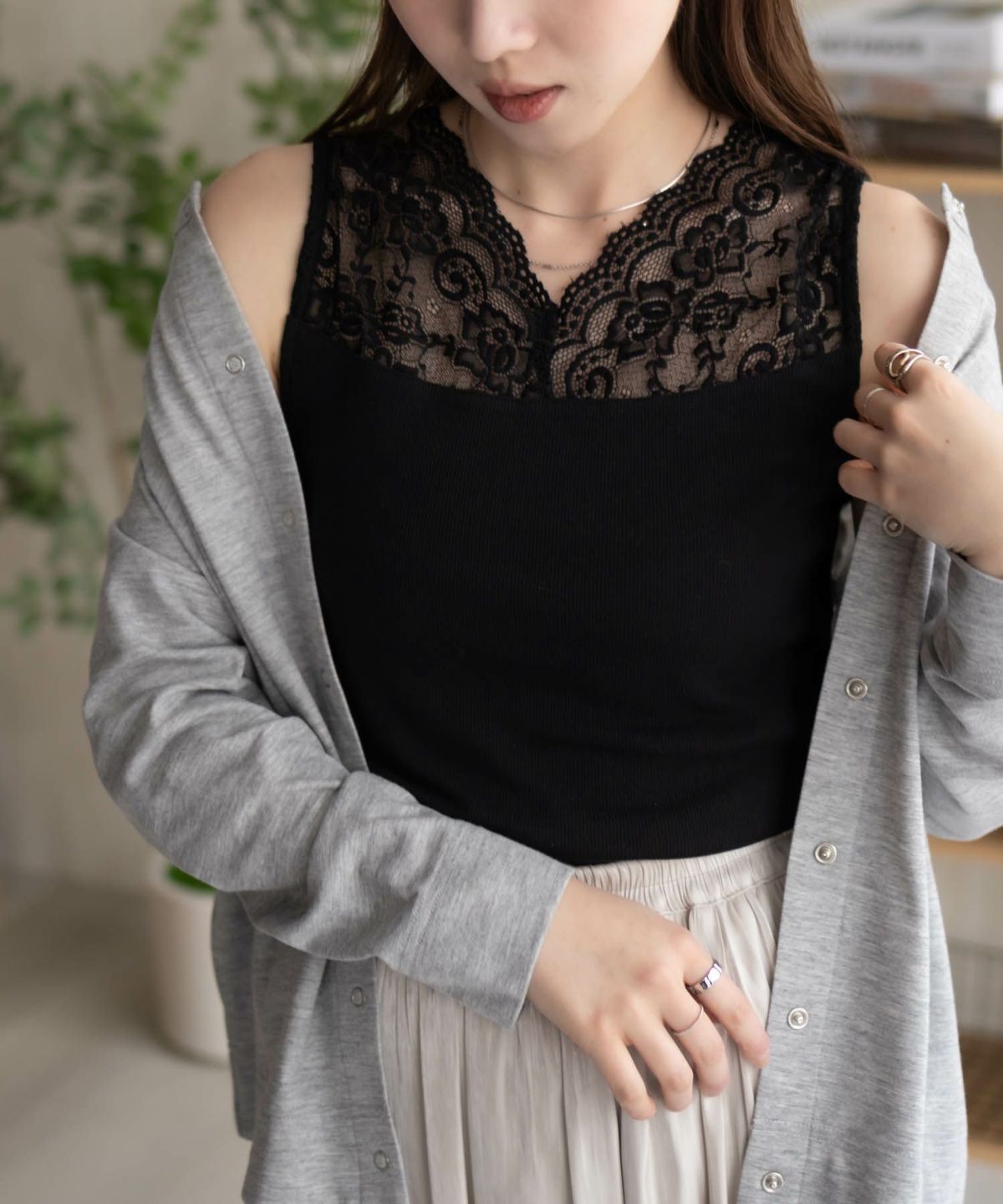 NAVY レース切替タンクトップ レディース ネコポス 対応商品