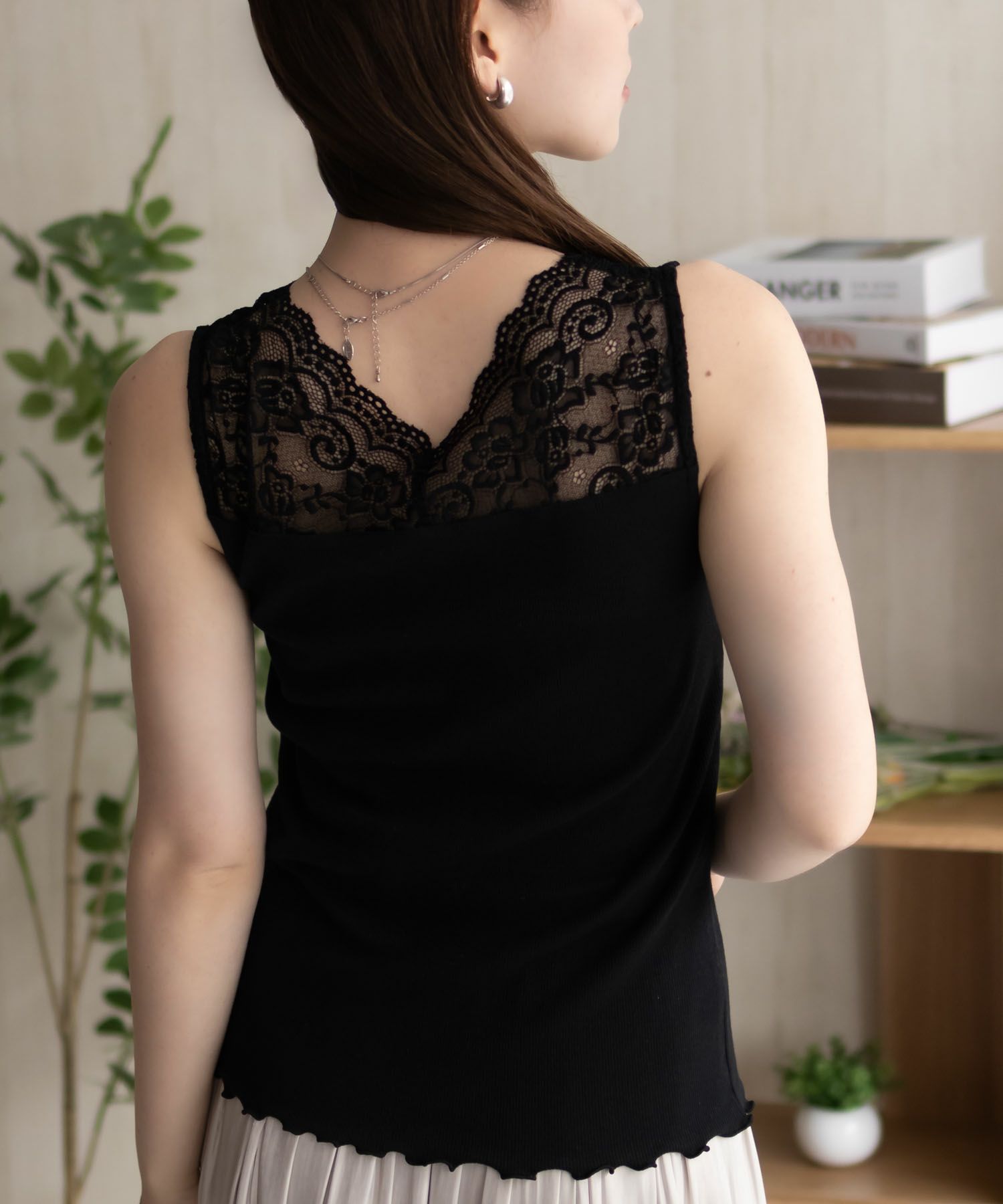 [値下げ]NAVY  レース切替タンクトップ レディース メール便 対応商品商品画像-9